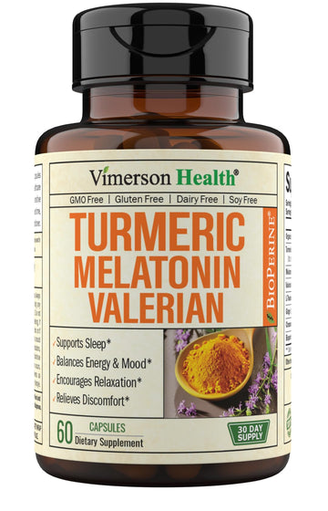 Turmeric, Melatonin & Valerian Root Sleep Aid Supplement. Natural Sleep Aid for Adults Vimerson Health buy supplements canada