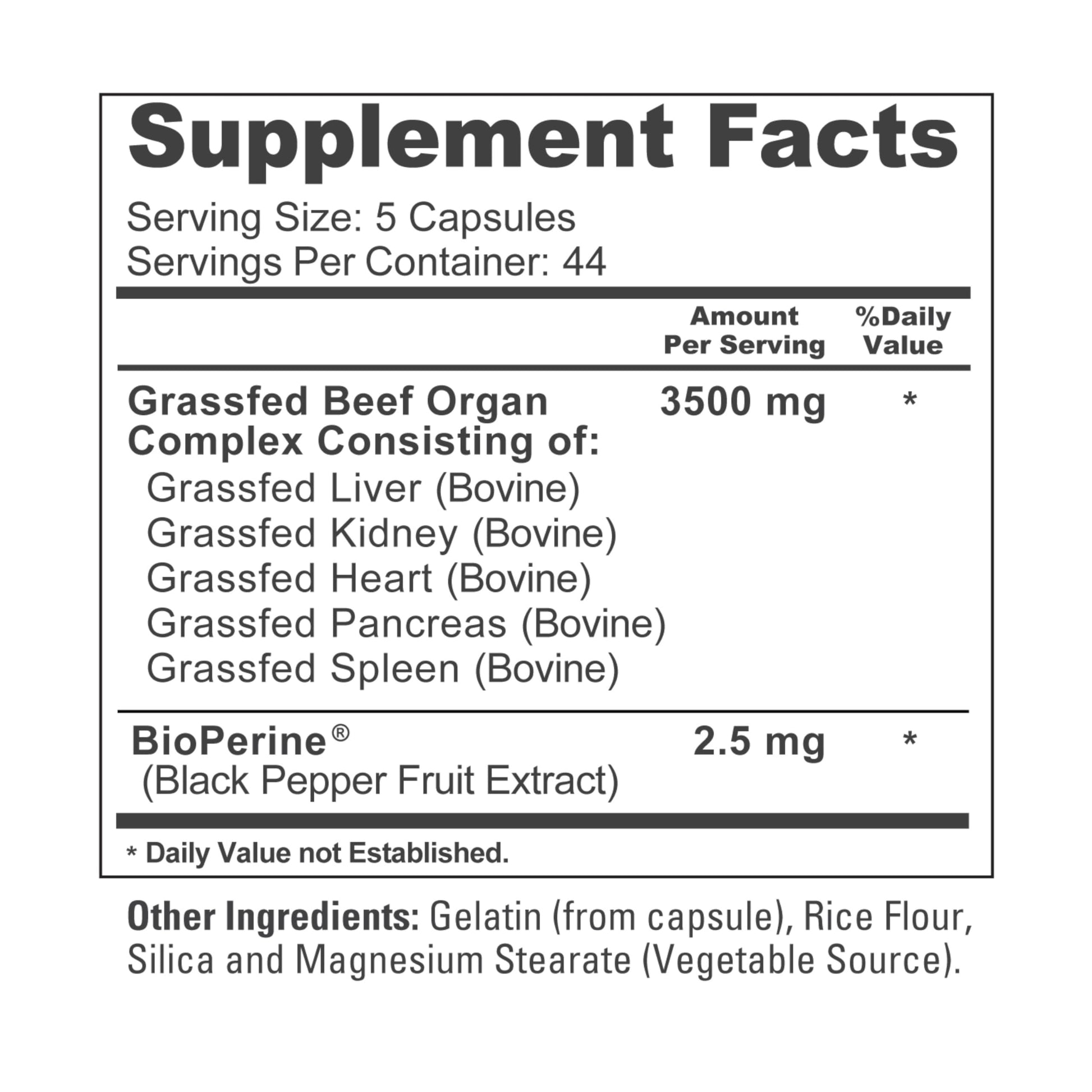 NusaPure Grass Fed Beef Organ Complex | 220 Capsules | Pasture Raised | with Desiccated Liver, Kidney, Pancreas, Heart, Spleen | Soyfree Non-GMO, Bioperine NusaPure buy supplements canada