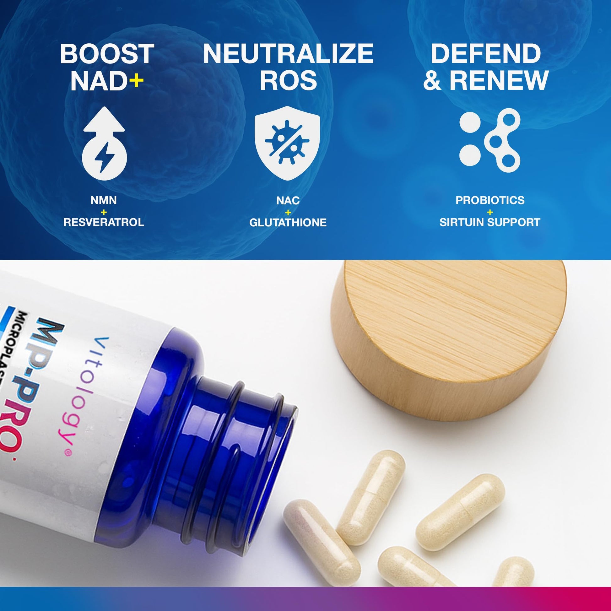 Vitology MP-PRO Microplastics Defense | 15 Billion CFU Probiotic + Antioxidant Blend | NMN, NAC, Glutathione, Resveratrol & Charcoal | Supports Cellular Detox, Longevity & Gut Health – 60 Capsules Vitology buy supplements canada