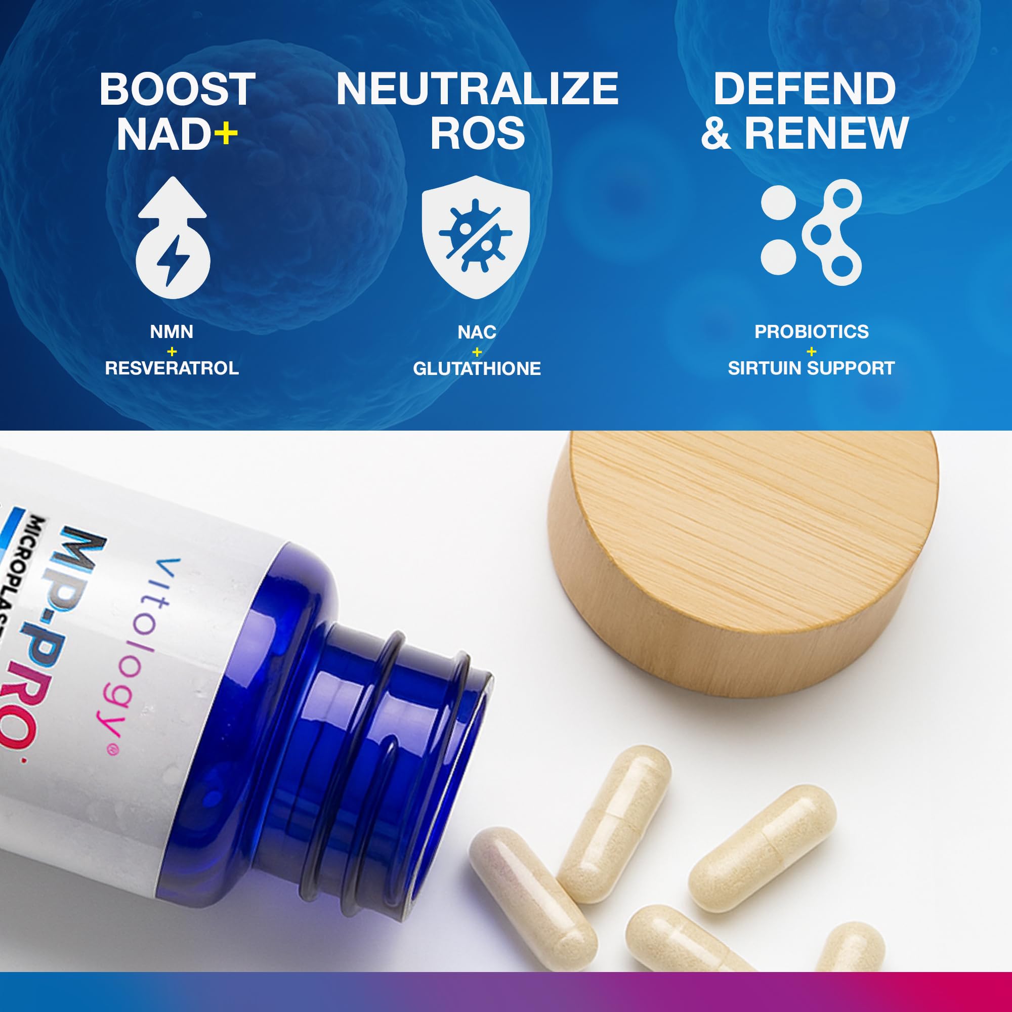 Vitology MP-PRO Microplastics Defense | 15 Billion CFU Probiotic + Antioxidant Blend | NMN, NAC, Glutathione, Resveratrol & Charcoal | Supports Cellular Detox, Longevity & Gut Health – 60 Capsules Vitology buy supplements canada