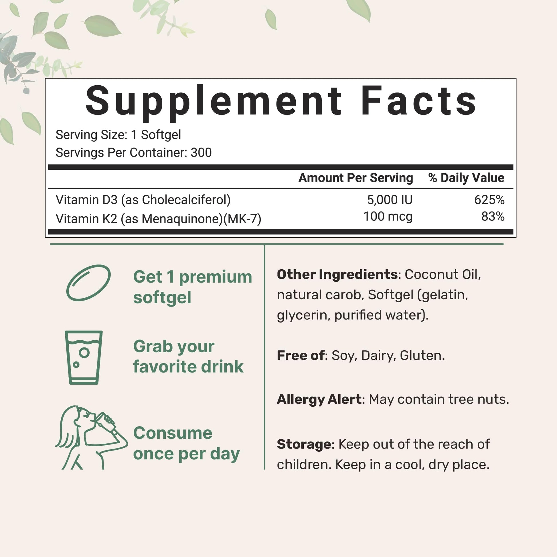 Micro Ingredients Vitamin D3 5000 IU Plus K2 (MK-7) 100 mcg, 300 Virgin Coconut Oil Softge Micro Ingredients buy supplements canada