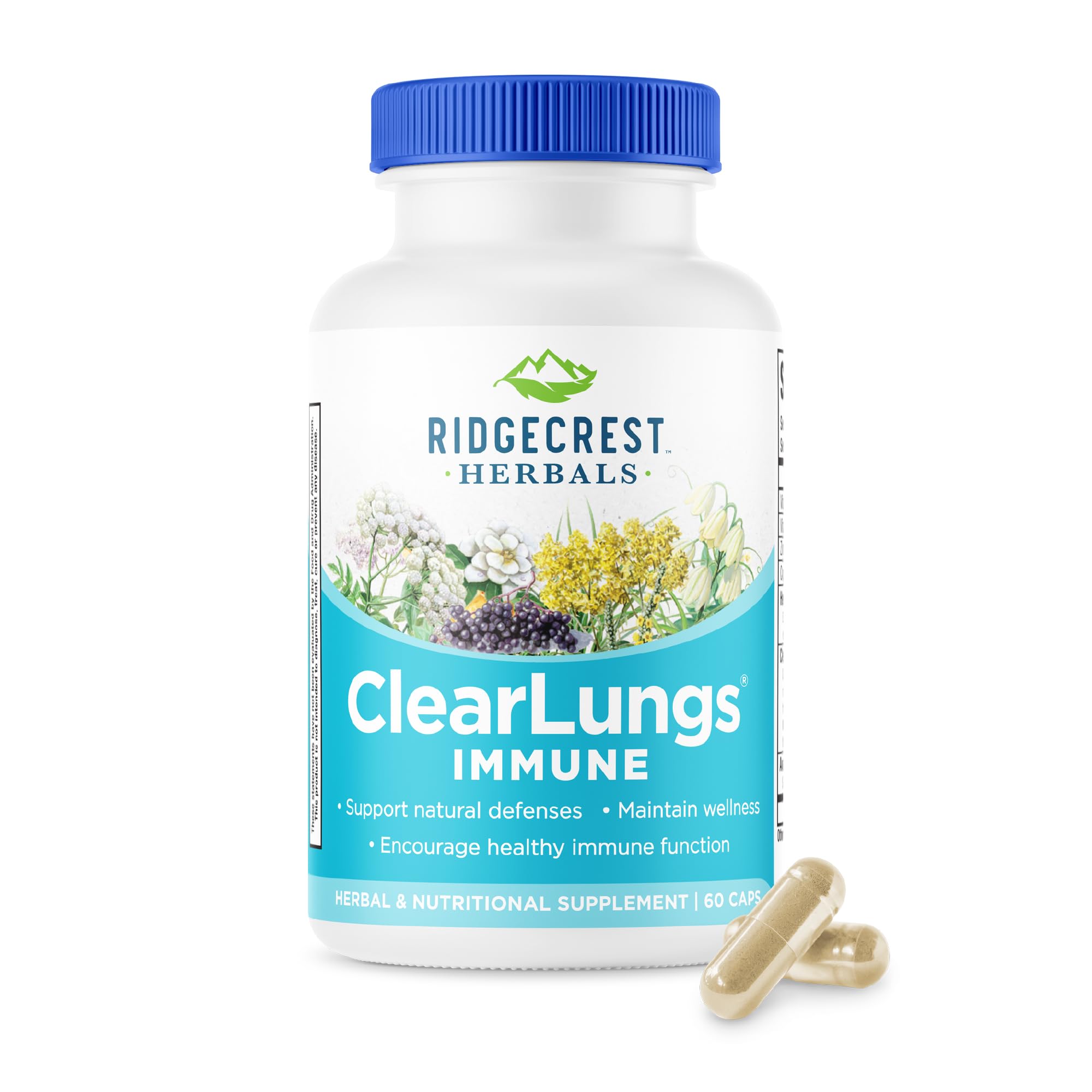 RidgeCrest Herbals ClearLungs Immune, Lung Support Supplement with Elderberry, Zinc, Vitamin C, Vitamin A, Olive Leaf, Mullein, Lung Wellness Formula for Respiratory Health (60 Vegan Caps, 30 Serv) RidgeCrest Herbals buy supplements canada