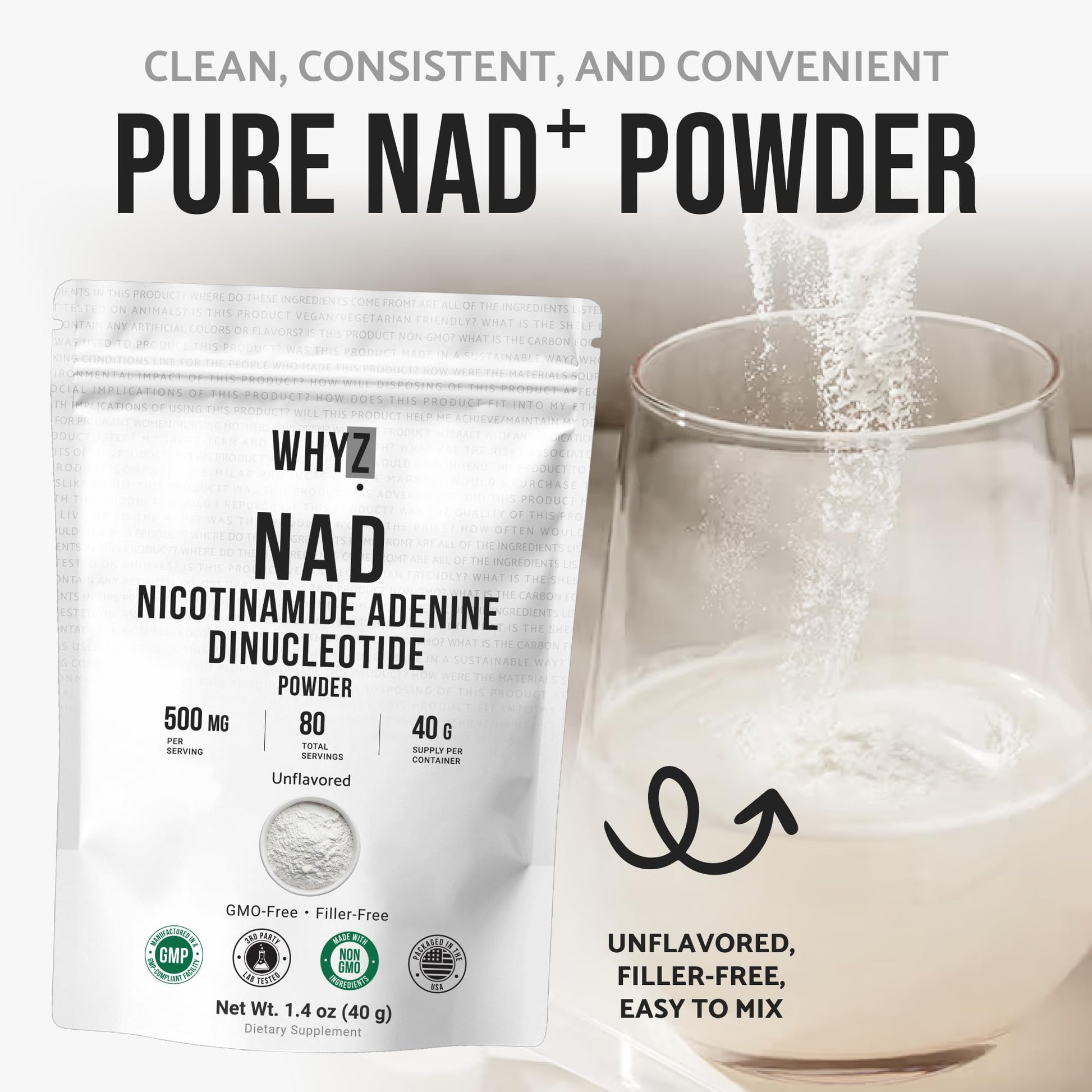 Pure NAD Powder Nicotinamide Adenine Dinucleotide Supplement Unflavored and Gluten-Free Premium Pure NAD Powder for Daily Wellness and Nutrition Support, 40g WHYZ buy supplements canada