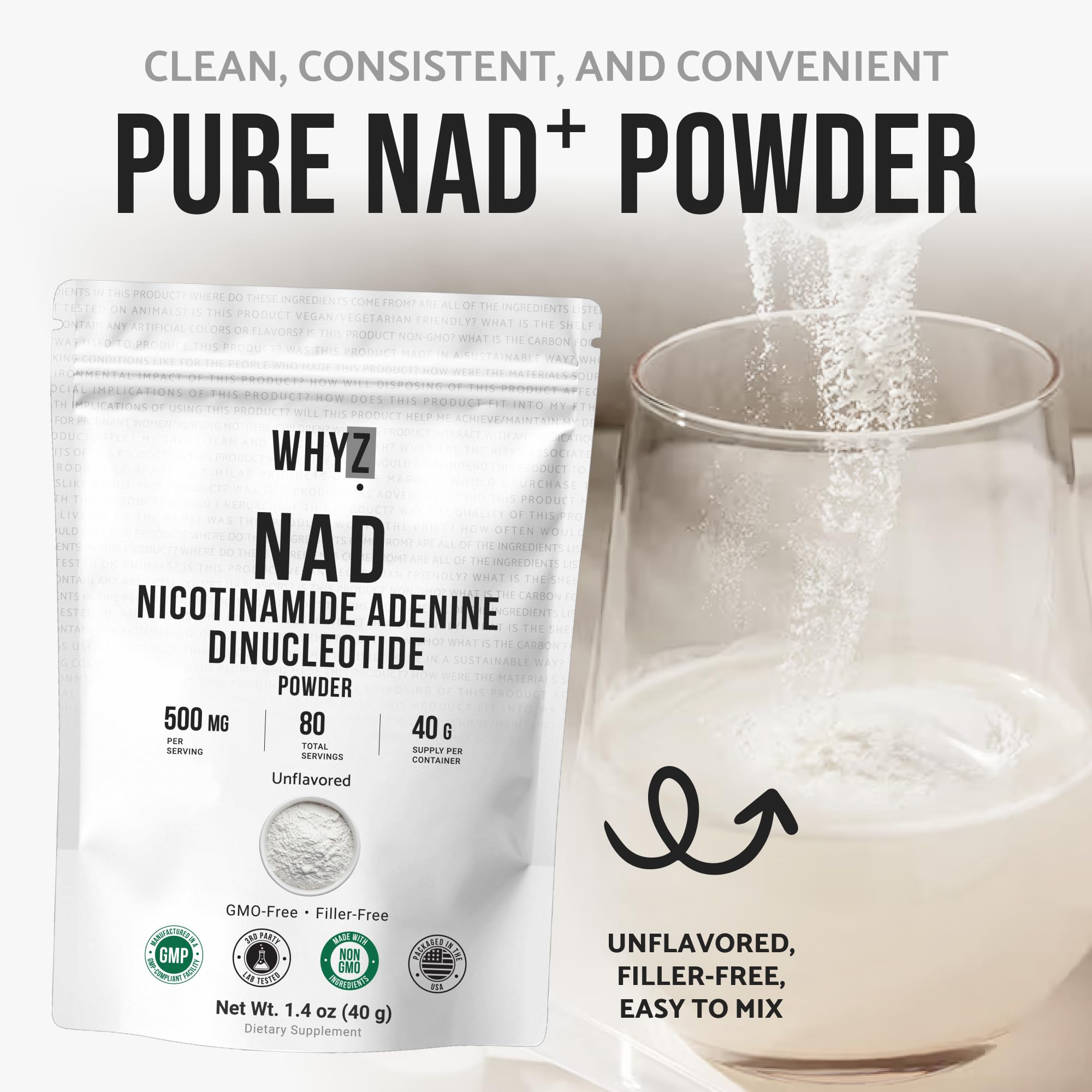 Pure NAD Powder Nicotinamide Adenine Dinucleotide Supplement Unflavored and Gluten-Free Premium Pure NAD Powder for Daily Wellness and Nutrition Support, 40g WHYZ buy supplements canada