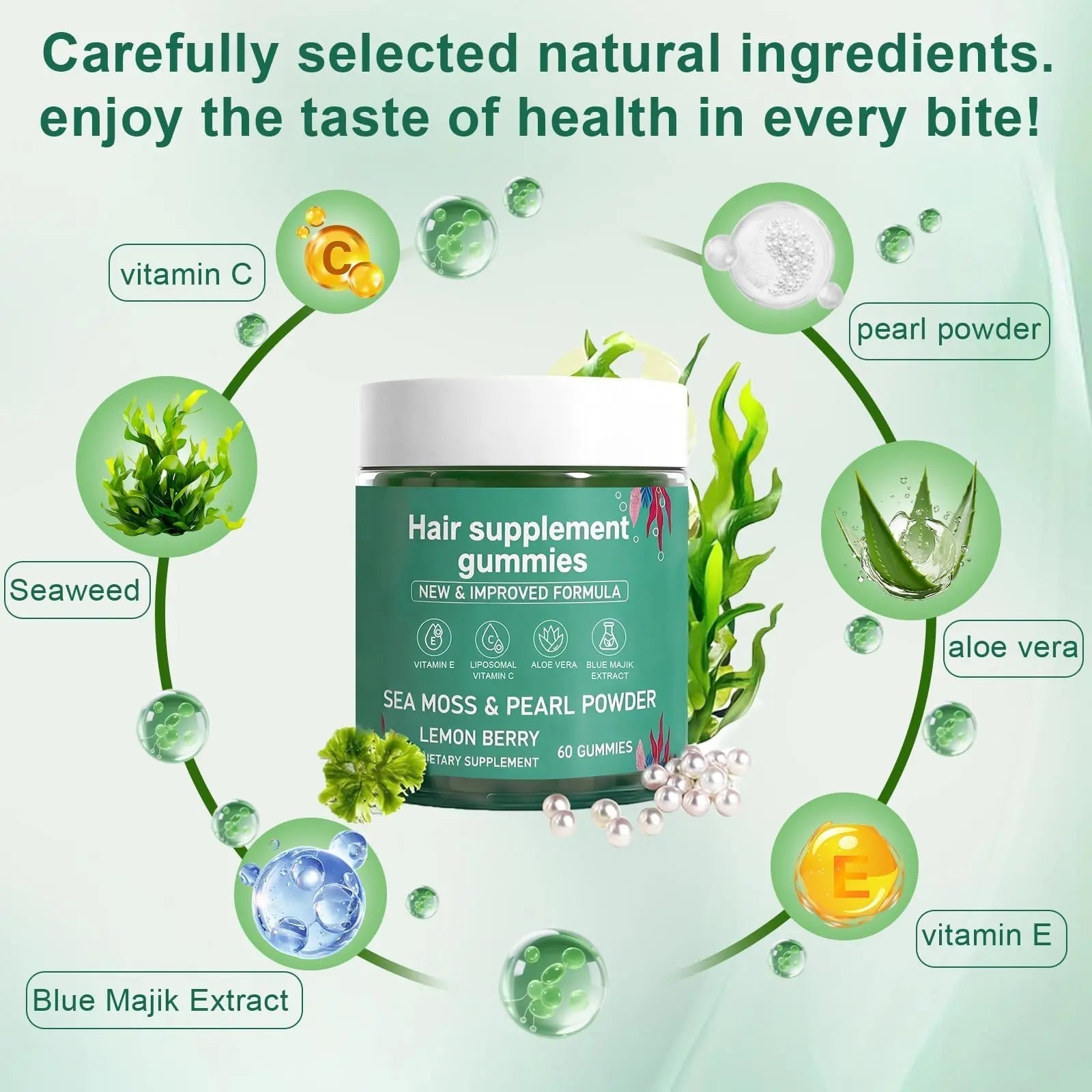 YATIME Hair Loss Gummies,Sea Moss Gummies with Vitamin C, Vitamin E, Aloe Vera, Pearl Powder Support Faster Hair Growth YATIME buy supplements canada