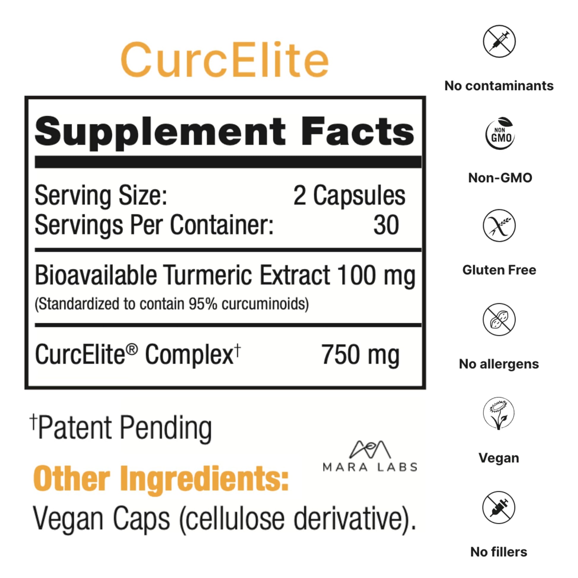 Mara Labs CurcElite Curcumin | Turmeric Extract 95% Curcuminoids | Vegan, No Fillers, and Non-GMO | 60 Vegan Capsules BrocElite buy supplements canada