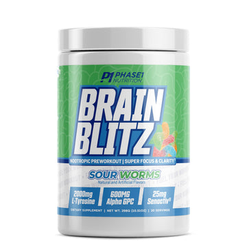Phase 1 Nutrition Brain Blitz, Sour Worms - Nootropic Preworkout with Beta Alanine Phase One Nutrition buy supplements canada