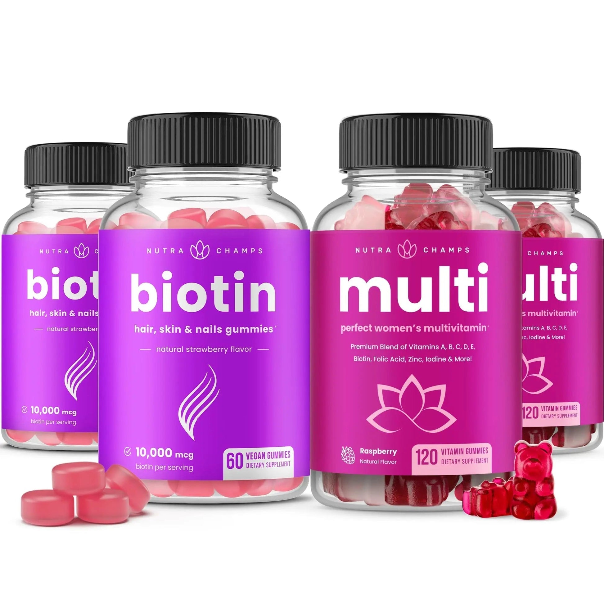 NutraChamps Biotin Gummies (2 Pack) and Womens Multivitamin Gummies (2 Pack) 4 Pack Bundle NutraChamps buy supplements canada