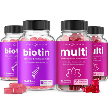 NutraChamps Biotin Gummies (2 Pack) and Womens Multivitamin Gummies (2 Pack) 4 Pack Bundle NutraChamps buy supplements canada