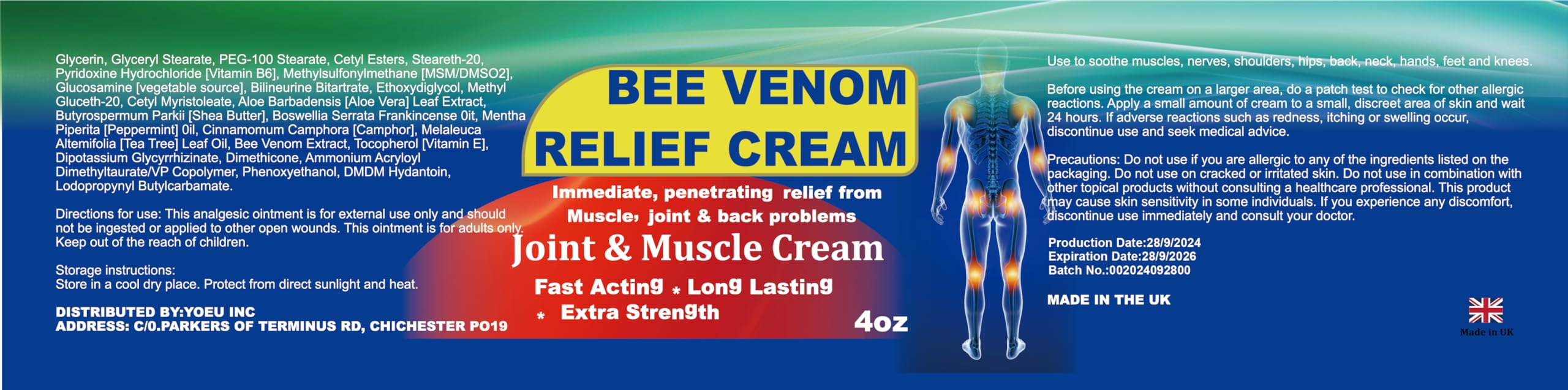 DUBOONAIO Bee Venom Joint Muscle Bone Cream, High Strength Fast Acting, Help for Back, Neck, Hand, Feet, Knee, Muscle, Shoulder, Wrist, Elbow, Hip, Nerve, Ankle, Foot Discomfort DUBOONAIO buy supplements canada