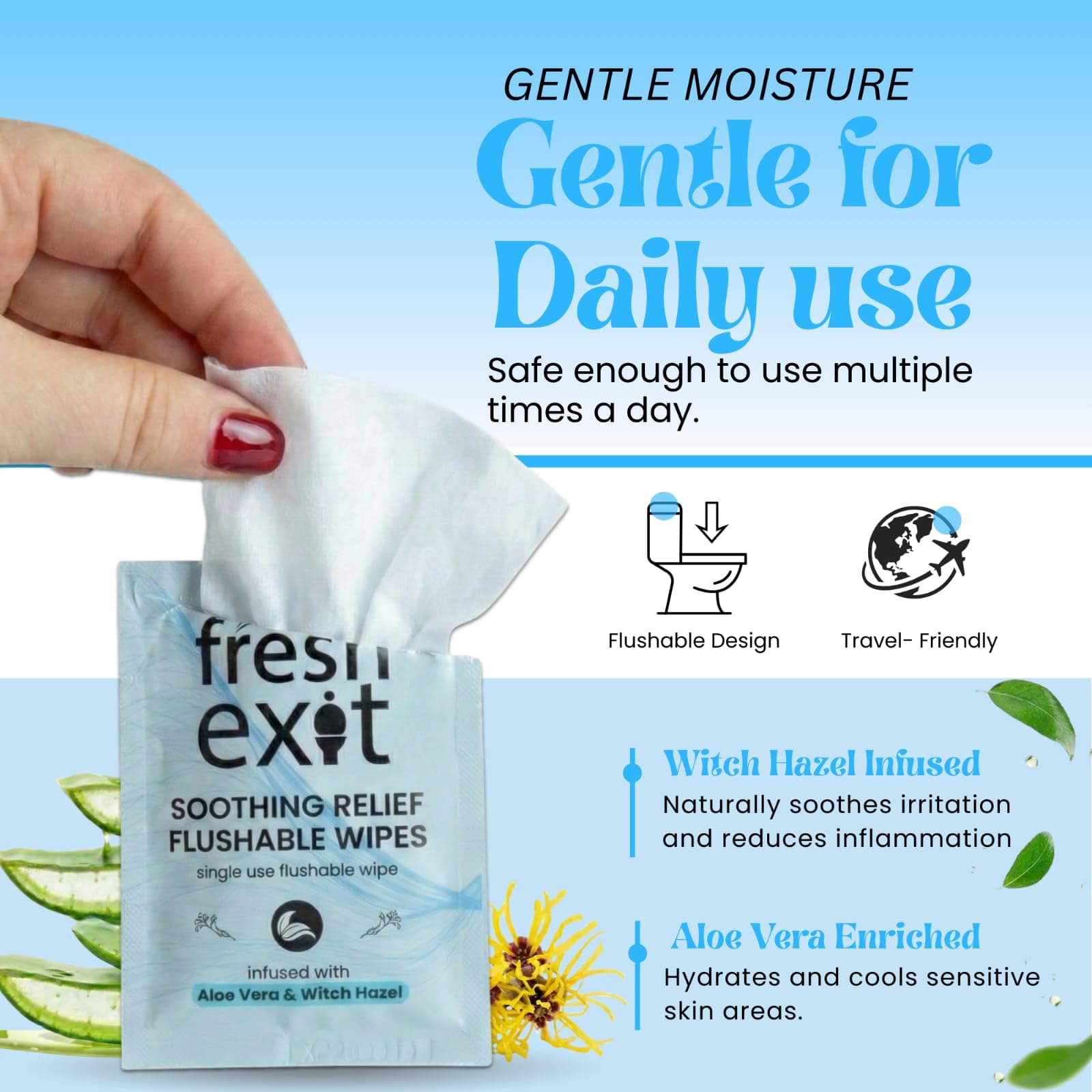 FreshExit Flushable Hemorrhoid Wipes – 36 Count – Individually Wrapped with Witch Hazel & Aloe Vera, Large Discreet Travel Wipes for Adults, Soothing & Gentle on Skin FreshExit buy supplements canada