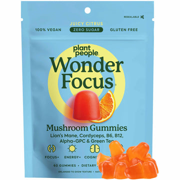 Plant People WonderFocus Mushroom Gummies with Lion’s Mane & Cordyceps - Nootropic Brain Supplement Boosts Memory, Focus, Energy & Mood in Adults | No Sugar, 100% Vegan, Citrus Flavor, 60 Count Plant People buy supplements canada