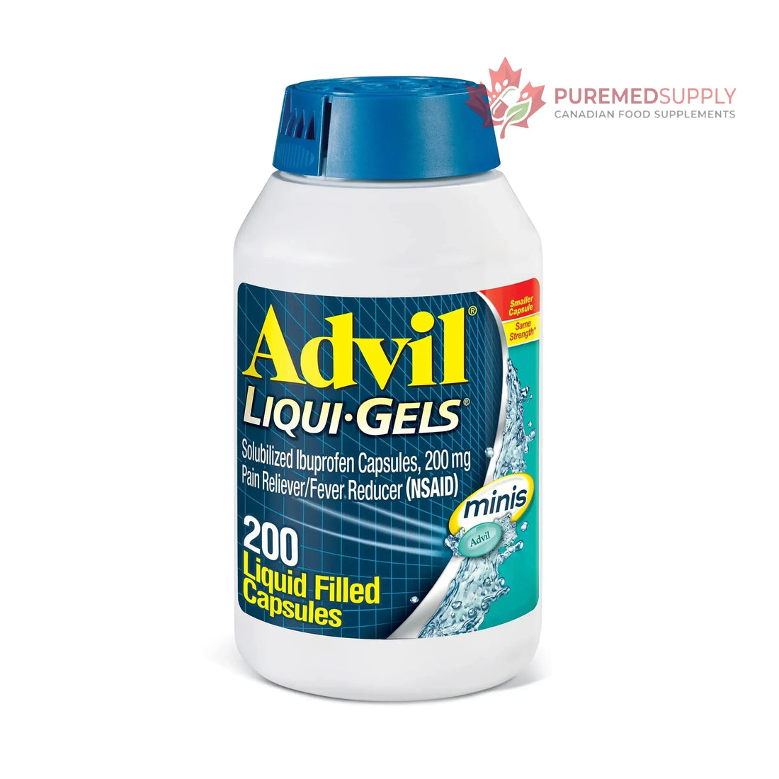 Advil Liqui-Gels minis Pain Reliever and Fever Reducer, Pain Medicine for Adults with Ibuprofen 200mg for Pain Relief - 200 Liquid Filled Capsules Advil buy supplements canada