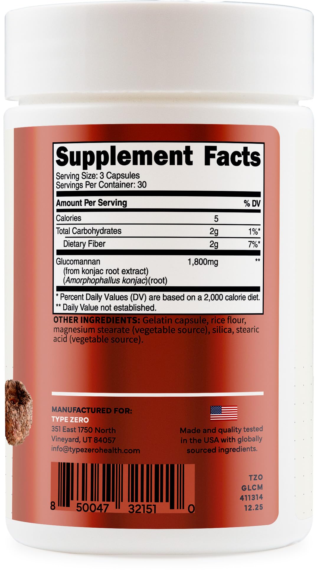 Type Zero Clean Glucomannan Konjac Root Extract (90 Capsules)(1,800 MG Per Serving) - 30 Servings, Non-GMO, Gluten Free Type Zero buy supplements canada