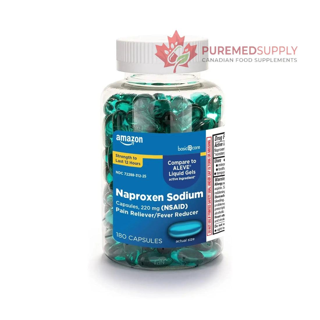 Amazon Basic Care Naproxen Sodium 220 mg Liquid Gels, Pain Reliever/Fever Reducer (NSAID), Headache, Backache, Menstrual Pain, Arthritis Pain, 12-Hour Relief, 180 Count (previously A+ health) Amazon Basic Care buy supplements canada