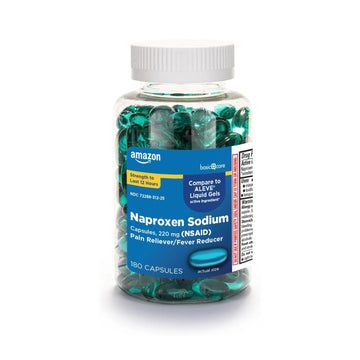 Amazon Basic Care Naproxen Sodium 220 mg Liquid Gels, Pain Reliever/Fever Reducer (NSAID), Headache, Backache, Menstrual Pain, Arthritis Pain, 12-Hour Relief, 180 Count (previously A+ health) Amazon Basic Care buy supplements canada