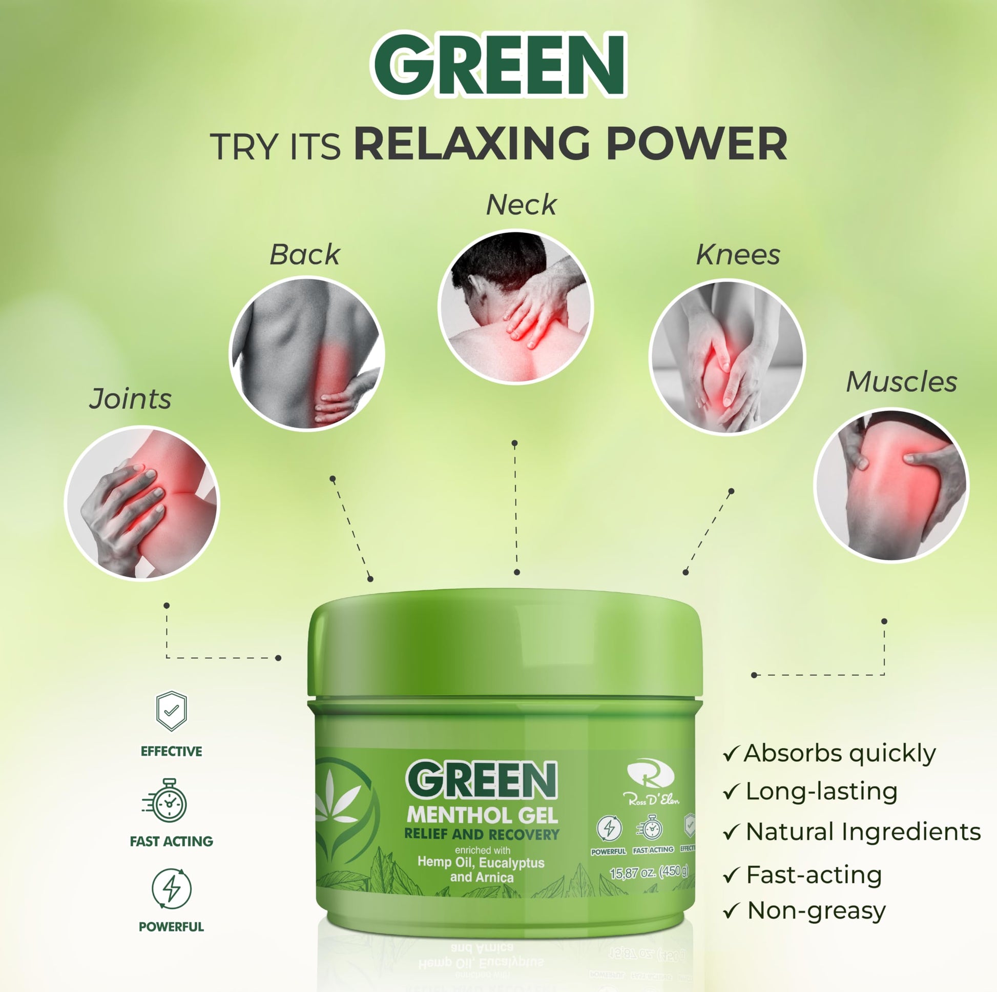 Ross D'Elen Green Menthol Gel - Large Size Single Pack ROSS D'ELEN buy supplements canada