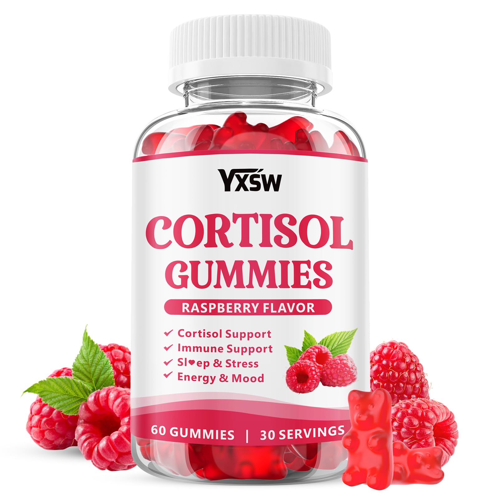 YXSW Cortisol Supplements Gummies for Women Sugar-Free Cortisol Gummies with Magnesium Glycinate Ashwagandha Rhodiola Rose for Relaxation, Focus, Zzz Support, Raspberry Flavor, 60 Count YXSW buy supplements canada
