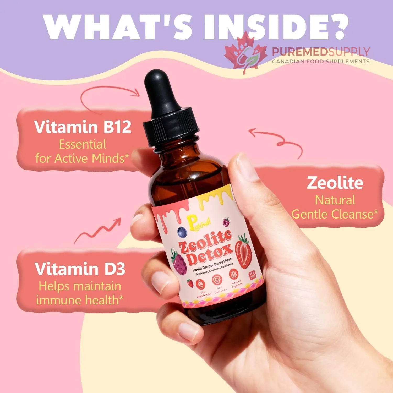 Zeolite Detox Drops for Kids & Kidney Cleanse Drops for Adults - Liquid Supplement Duo with Vitamins C B12 D3, Cranberry, Chanca Piedra, Milk Thistle & Herbal Blend - Mixed Berry & Cranberry Flavor, 6 Pavintrix buy supplements canada