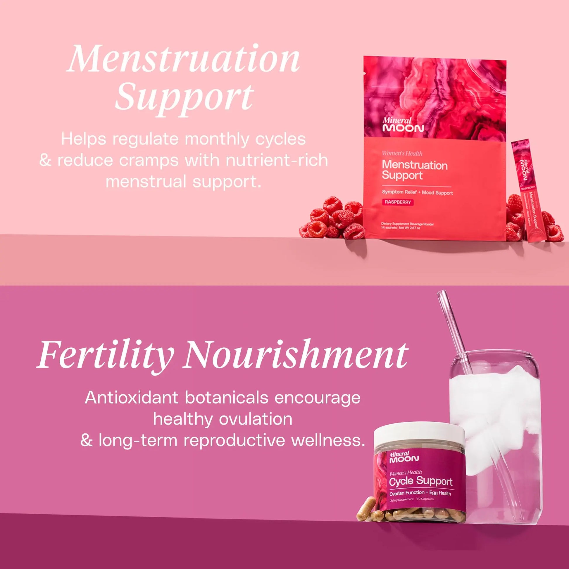 Mineral Moon Hormonal Support Bundle - Menstrual Supplement + Cycle Support - Aid Ovulation, Hormonal Balance & PMS Support - Reduce Period Cramps & Fatigue - Antioxidant Ovarian Support Vitamins Mineral Moon buy supplements canada