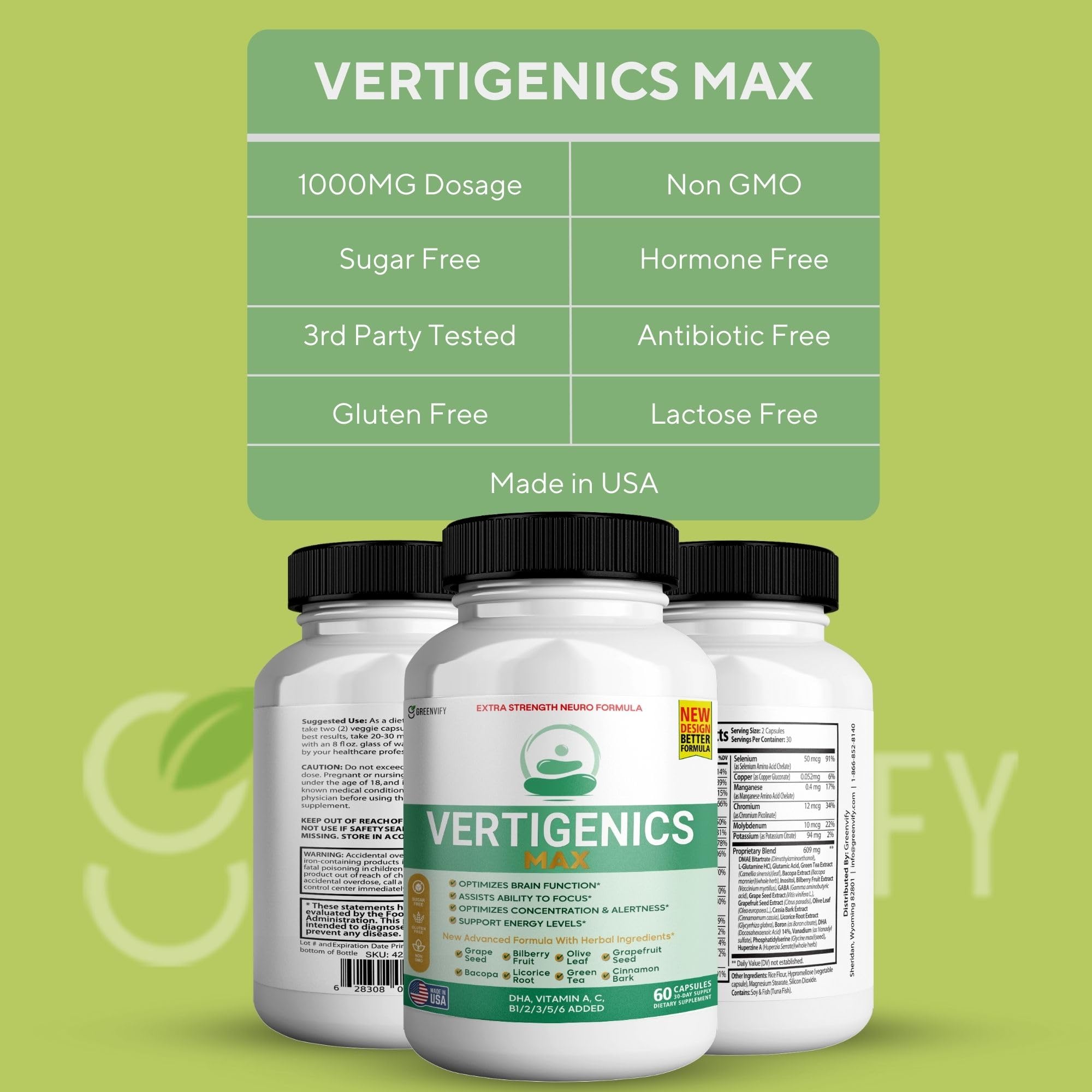 Vertigenics Max – Brain & Focus Support Supplement – Extra Strength Neuro Formula with Vitamins, Minerals & Herbal Blend – Supports Clarity, Alertness & Energy – 60 Capsules (1) Vertigenics buy supplements canada