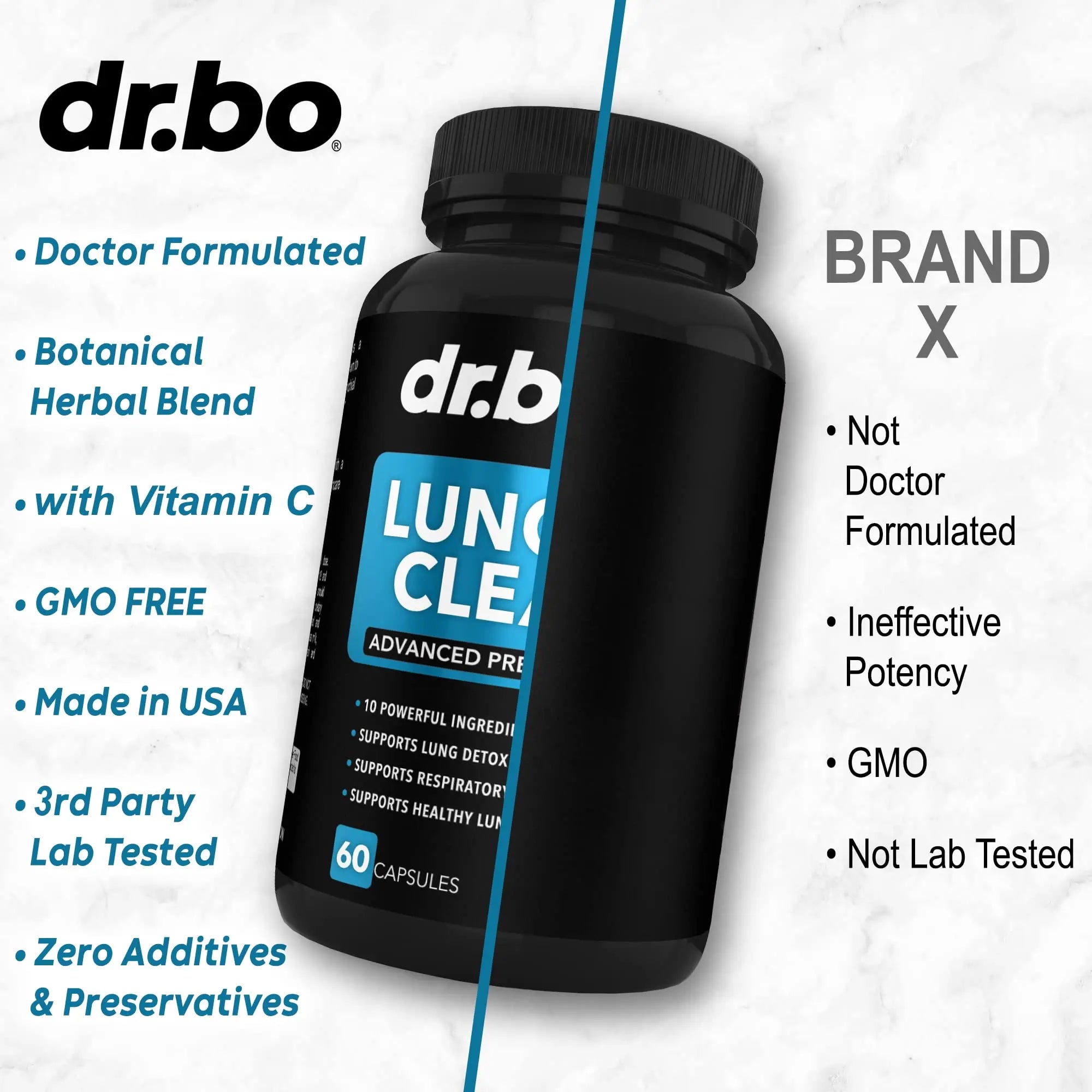 Lung Cleanse Support Supplement - Respiratory Supplements to Quit & Stop Smoking Aids - Herbal Detox for Lungs & Bronchial Health - Smokers Cleanser Breathe Aid for Mucus Clear Relief - 60 Capsules DR. BO buy supplements canada