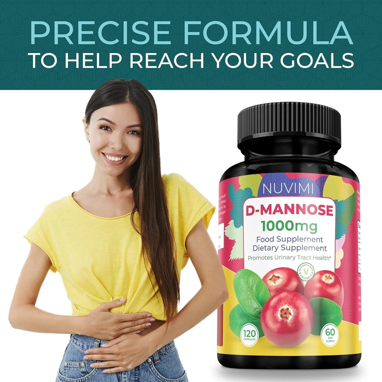 NUVIMI D Mannose 120 Capsules - 1000 mg per Dose - Dietary Supplement Helps Promote Urinary Tract Health - Natural Vegan UTI Defense NUVIMI buy supplements canada