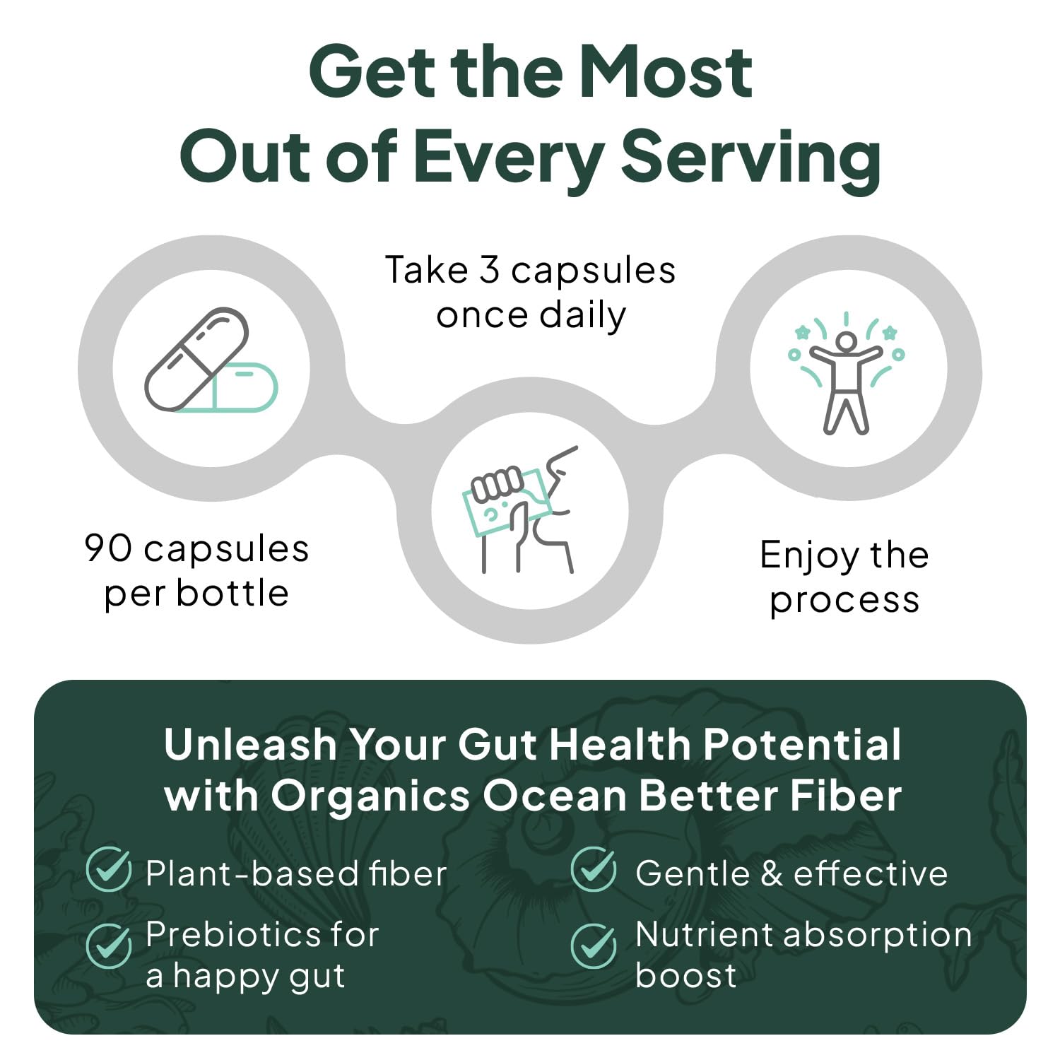 Organics Ocean Better Fiber - Daily Fiber Supplement - Soften Stool for Effortless Bowel Movements - with Psyllium Hulk and Slippery Elm - 90 Capsules Organics Ocean buy supplements canada