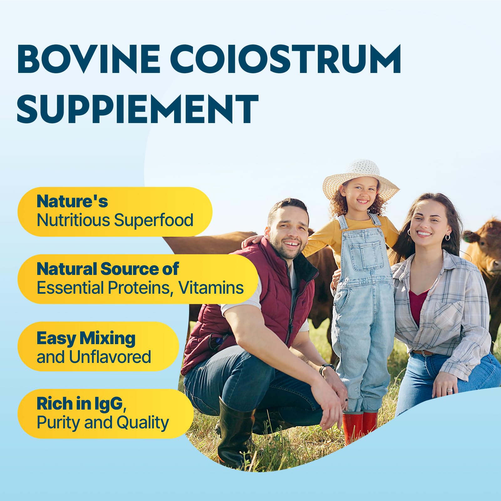Energievoll Bovine Colostrum Supplement Powder - 60% IgG 3000 mg for Gut, Hair Growth, Beauty, and Immune, Easy to Mix, Unflavored (50 Servings) Energievoll buy supplements canada