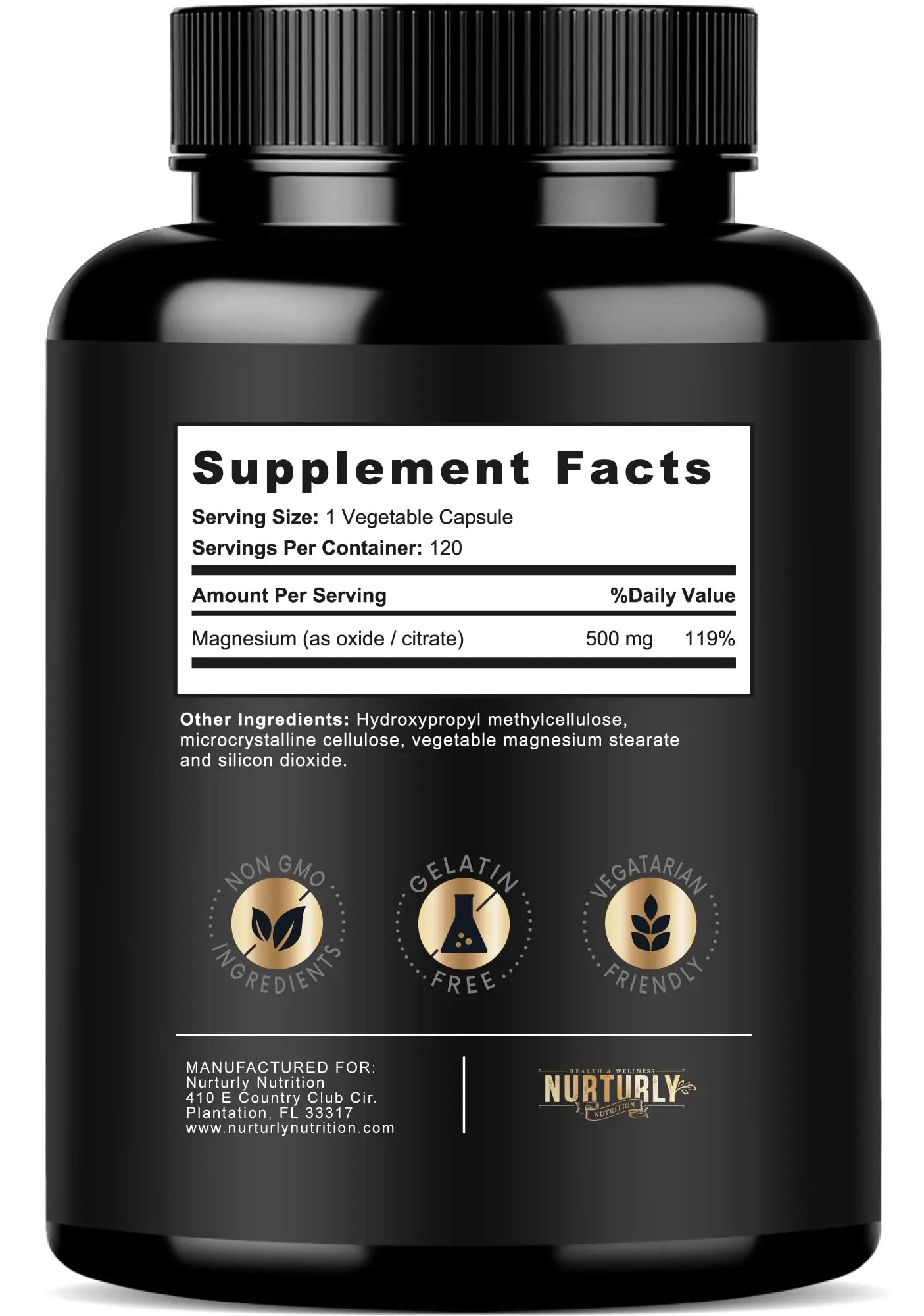 Magnesium Citrate & Oxide 500mg Complex Supplement - High Absorption Maximum Strength - Helps Support Bone Density and Strength, Muscles, Energy and Sleep - 120 Vegan Capsules NURTURLY buy supplements canada