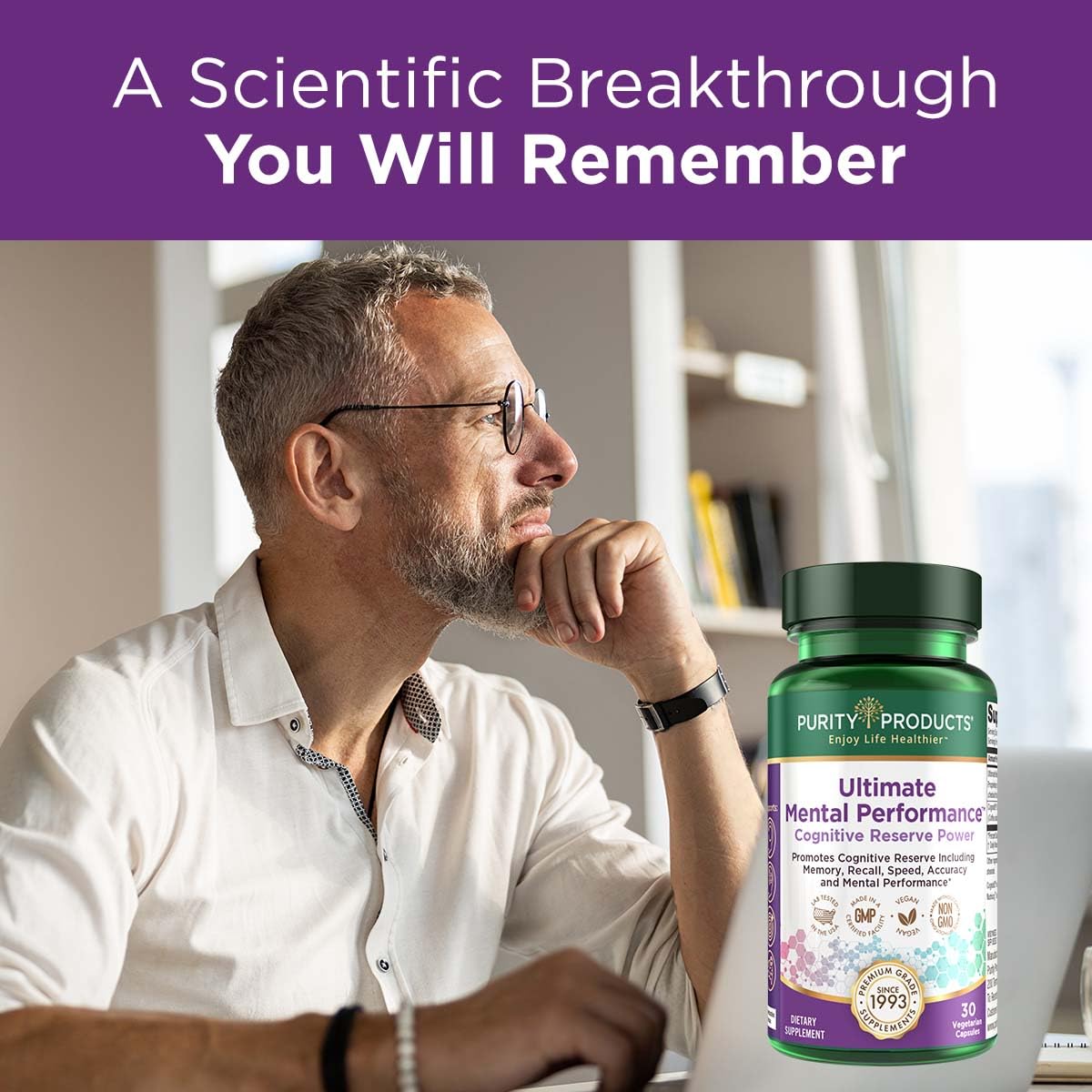 Purity Products Ultimate Mental Performance Supports Memory Recall, Mental Focus + More - Nootropic Powerhouse ft. Patented Botanical Plant-Based Ingredients - Vegan & Non-GMO - 30 Veggie Caps Purity Products buy supplements canada
