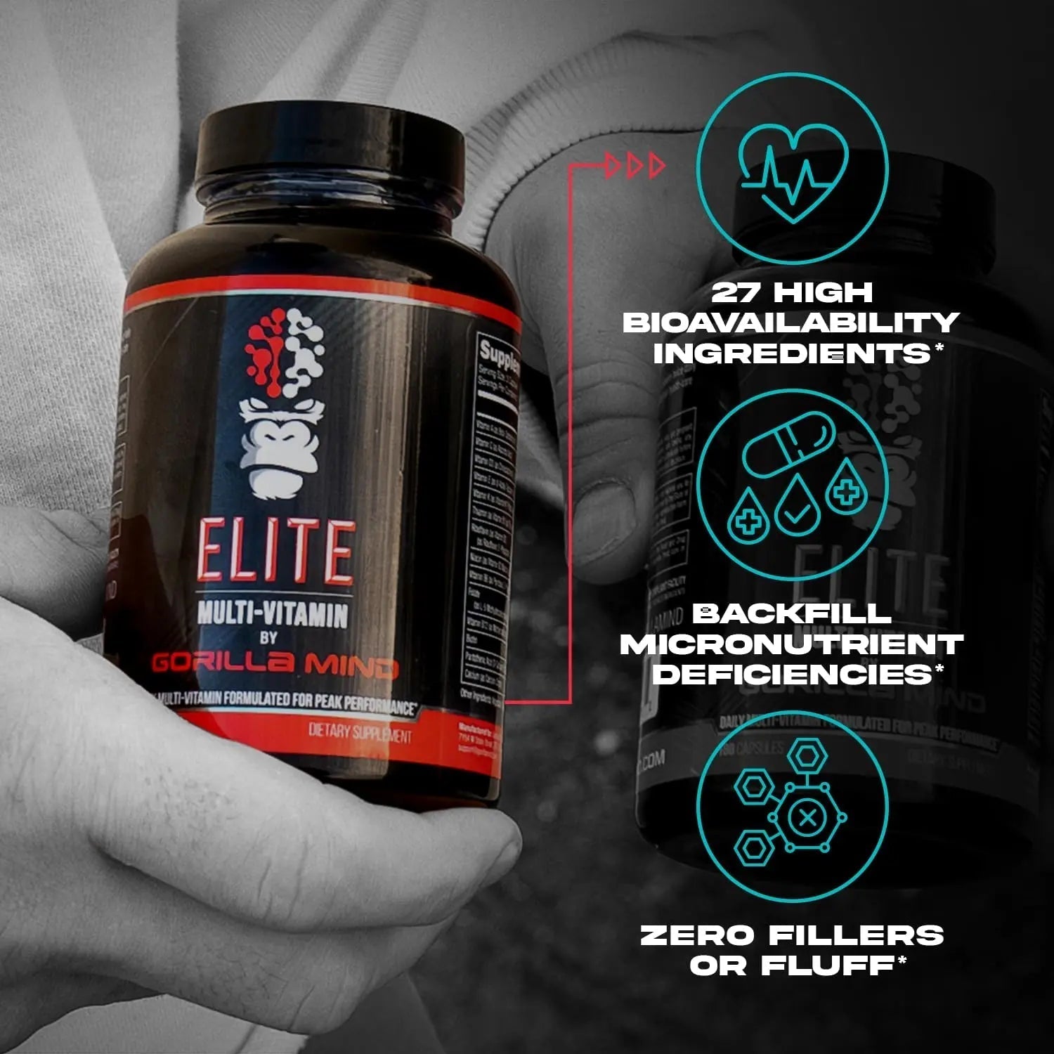 Gorilla Mind Elite Multi-Vitamin (180 Capsules) – Daily Multivitamin Formulated for Peak Performance | 27 Nutrients to Backfill Micronutrient Shortcomings Gorilla Mind buy supplements canada