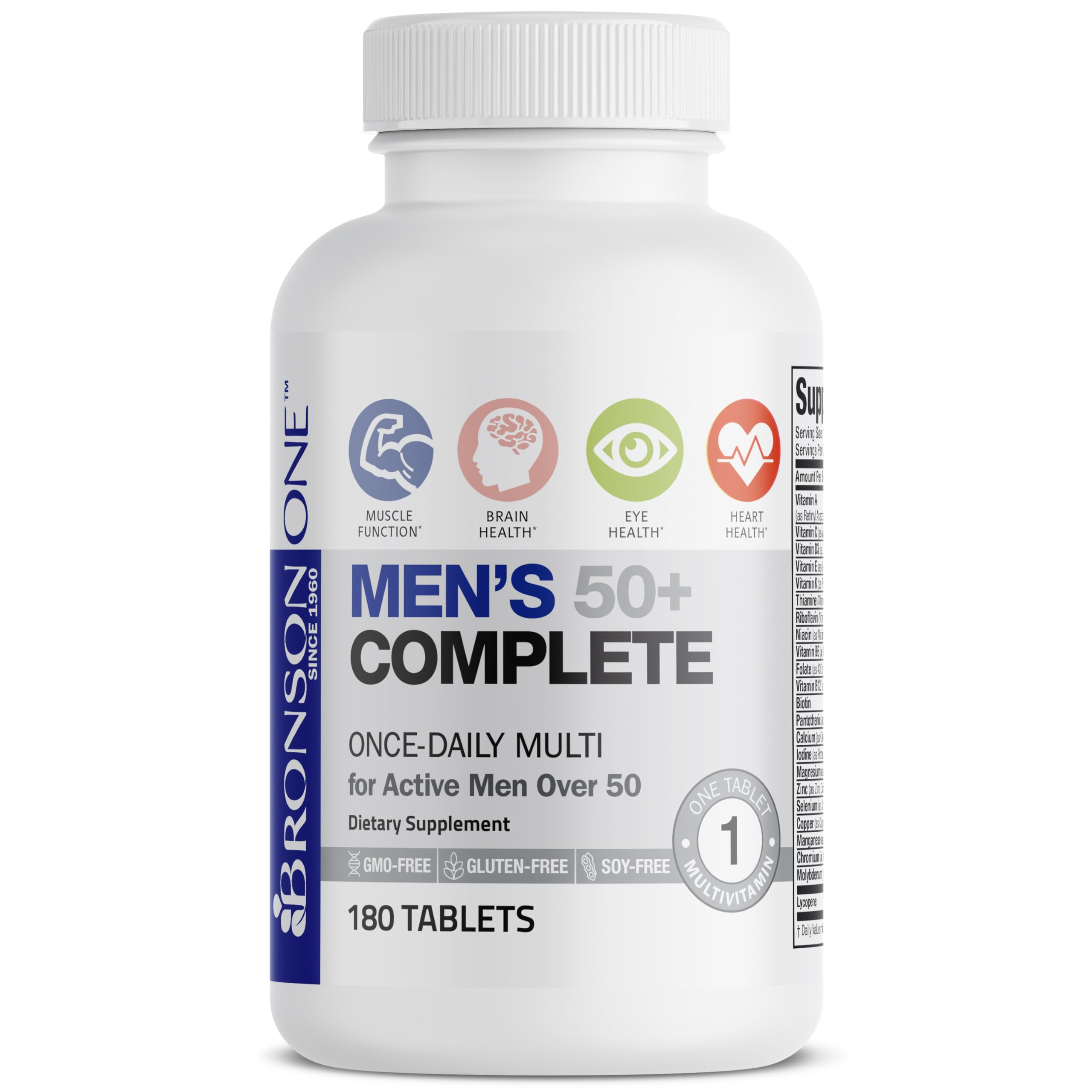 Bronson ONE Daily Mens 50+ Complete Multivitamin Multimineral, 180 Tablets Bronson buy supplements canada
