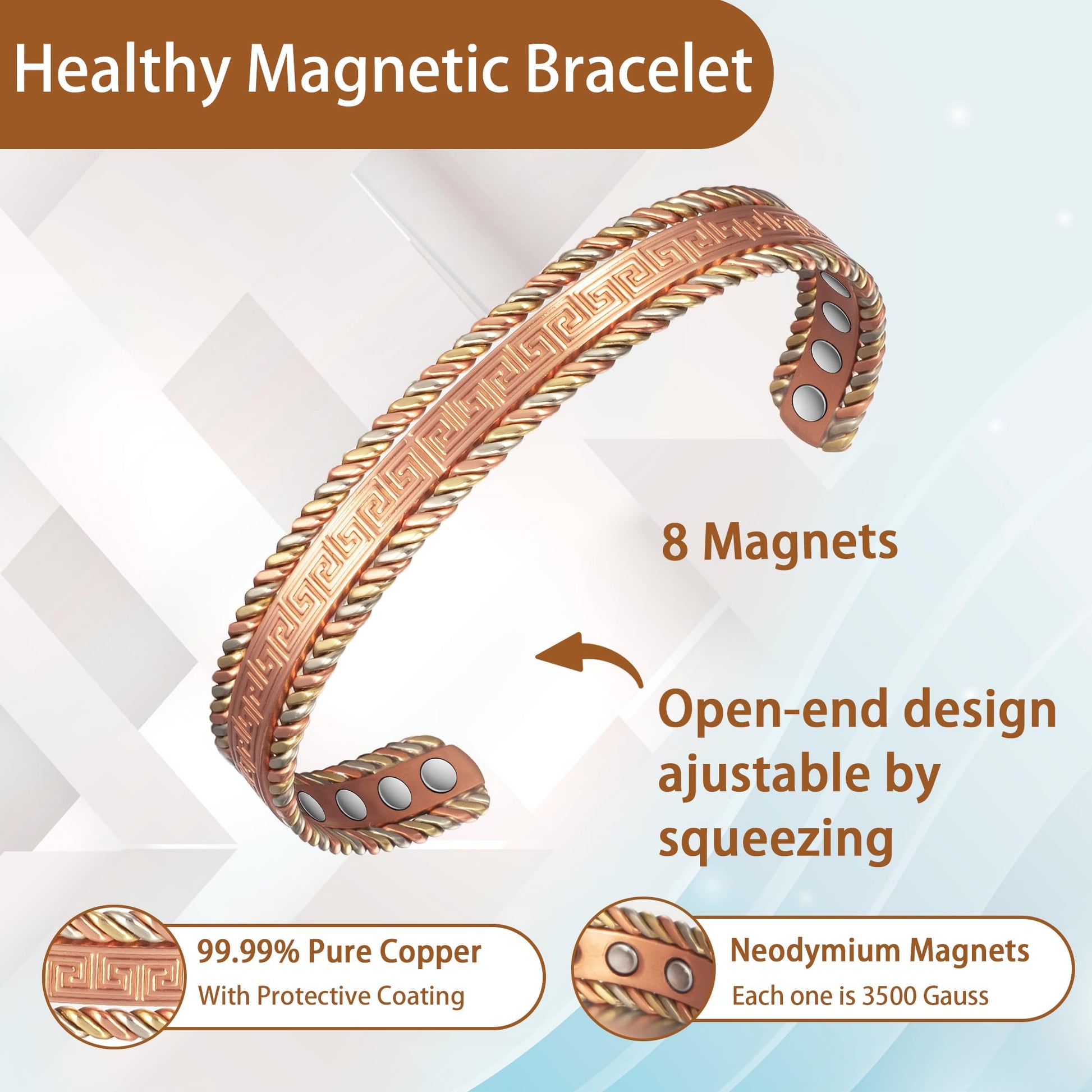 EnerCoppeX Copper Magnetic Bracelet for Women, 99.99% Pure Copper Cuff with 3500 Gauss Magnets (A) EnerCoppeX buy supplements canada