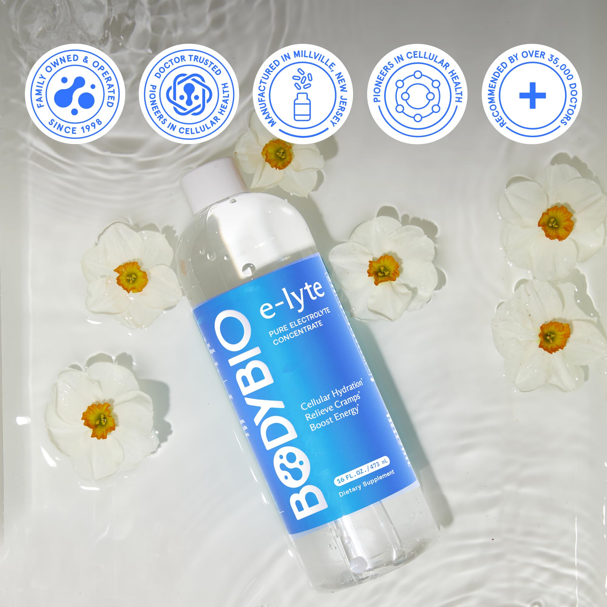 BodyBio e-lyte - Liquid Electrolyte Concentrate for Clean Hydration, Energy & Cramp Relief - No Sugar, No Artificial Flavors, No Fillers, Keto Friendly BodyBio buy supplements canada