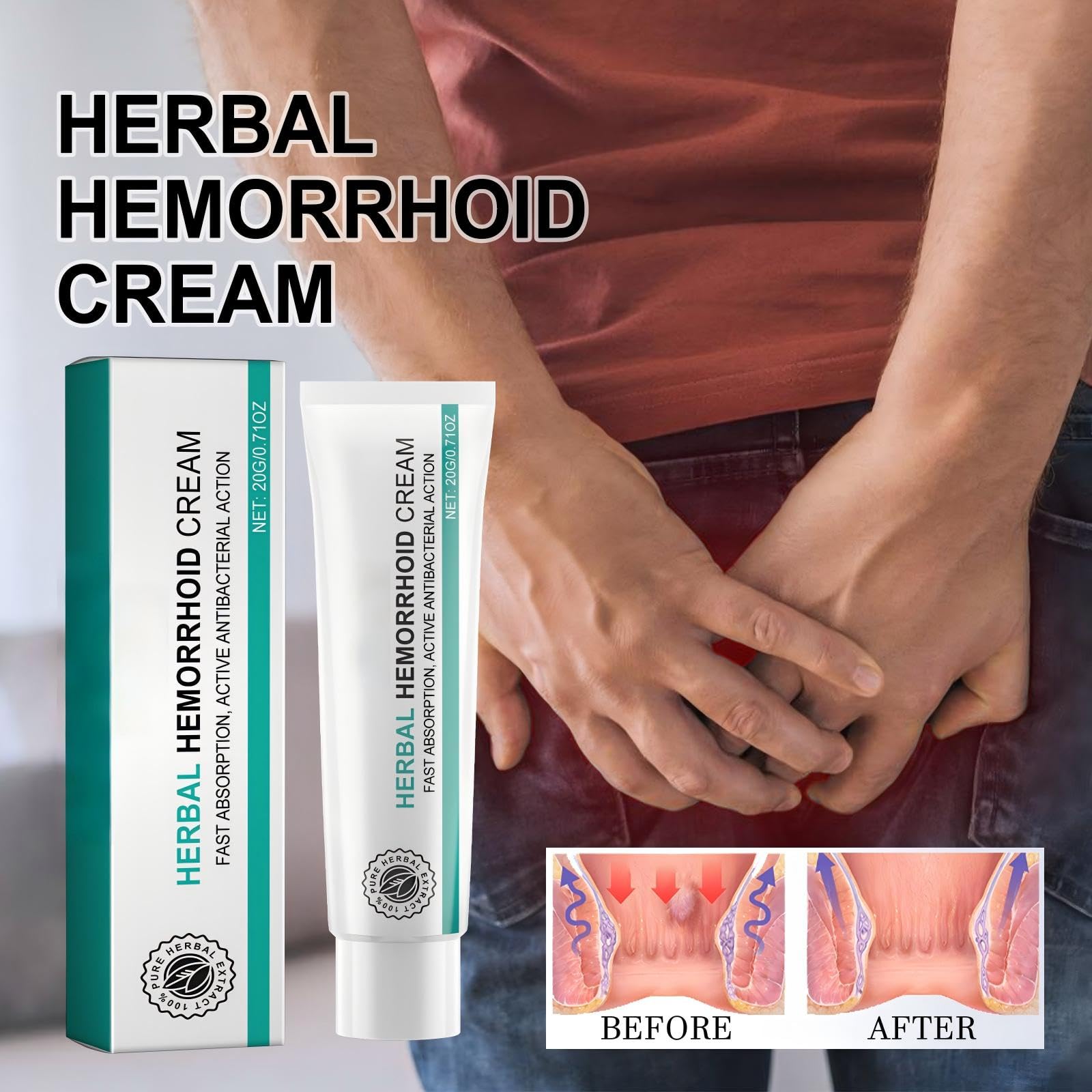 Hemorrhoid Cream, Herbal Hemorrhoid Ointment, Natural Itching & Burning Relief Hemorrhoidal Cream, External Discomfort Support for Men Women 20g Aus Healthcare buy supplements canada