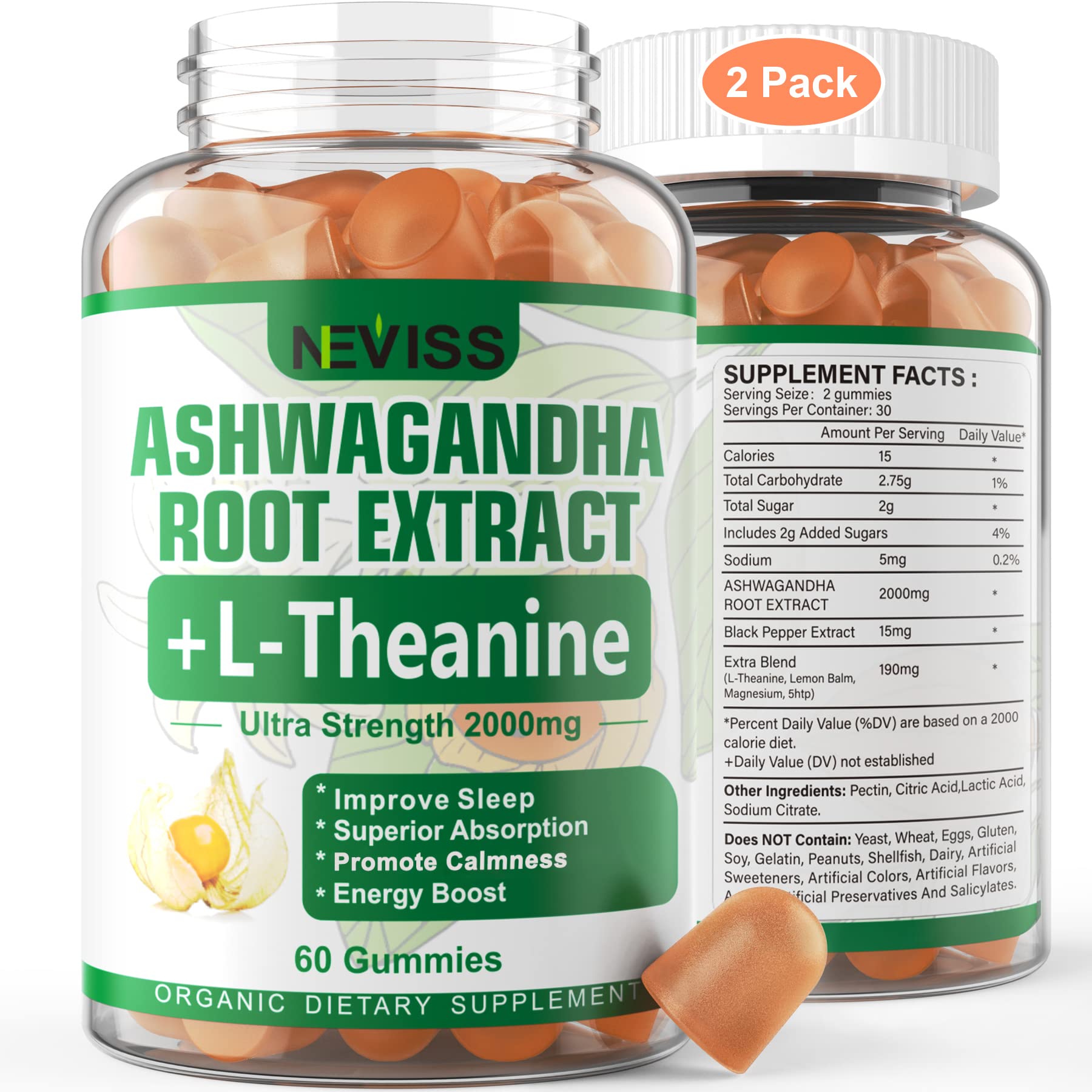 NEVISS Ashwagandha Gummies 2000mg, Feel Refreshed, Plus Proprietary Blend NEVISS buy supplements canada