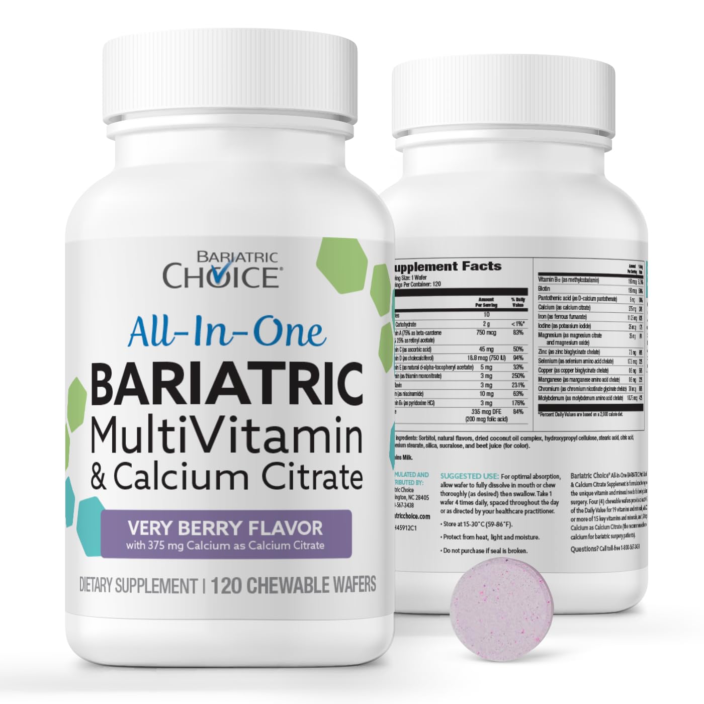 Bariatric Choice All-in-One Chewable Bariatric MultiVitamin with Iron & Calcium Citrate, Very Berry (120ct) Bariatric Choice buy supplements canada