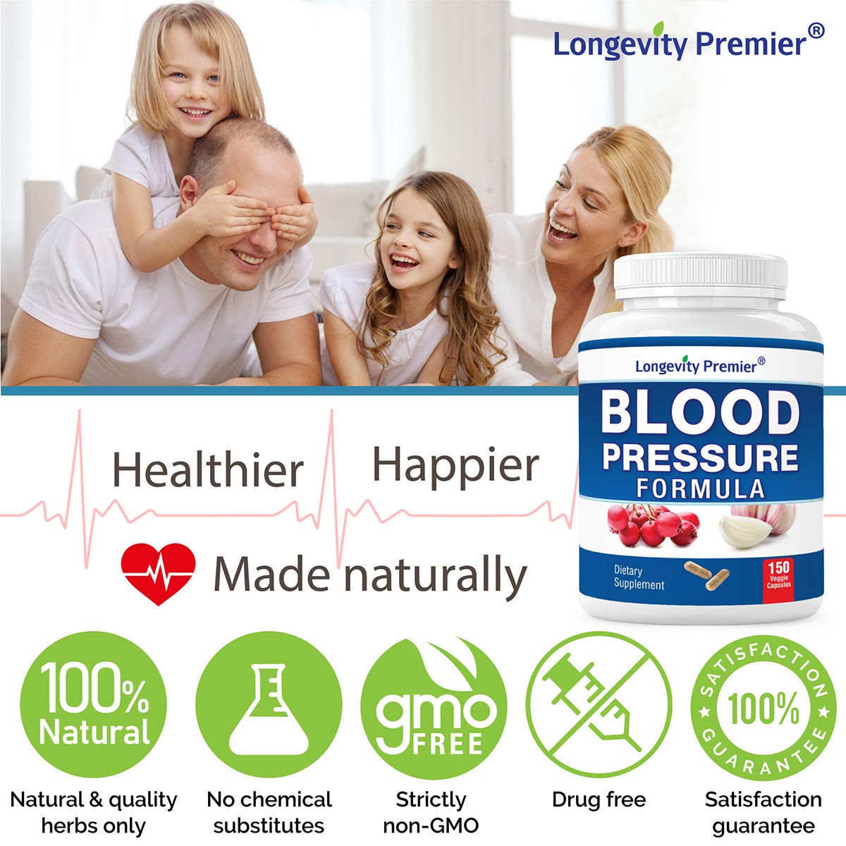 [3-Bottle X 150 Caps] Longevity Blood Pressure Formula -Scientifically formulated with Hawthorn & 12+ Quality Natural Herbs LONGEVITY PREMIER NUTRACEUTICALS INC buy supplements canada