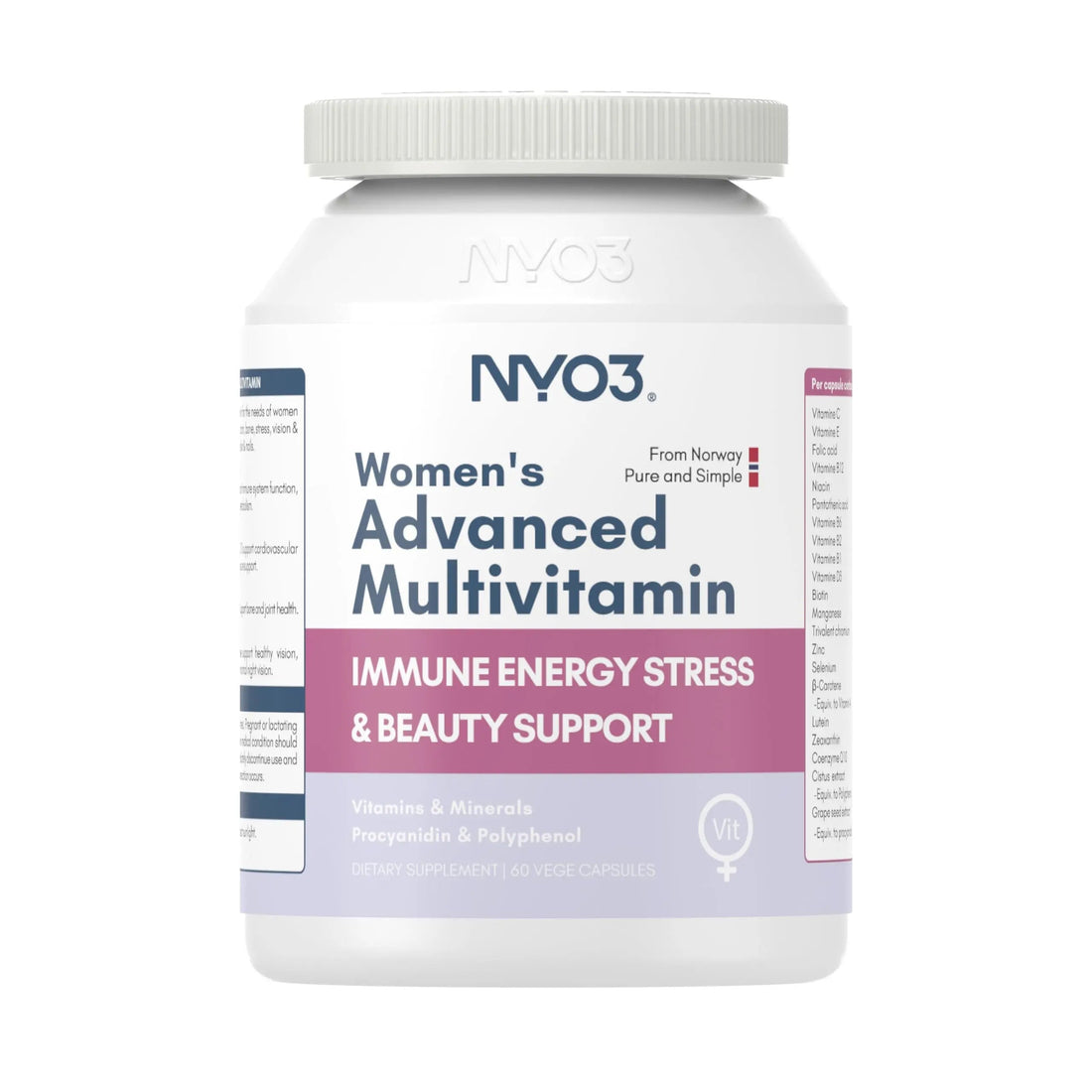 NYO3 Multivitamin for Women with 22 Essential Nutrients | 7 Minerals & 3 Special Additives & 12 Vitamins | Lutein, Zeaxanthin, Grape Seed | NYO3 buy supplements canada