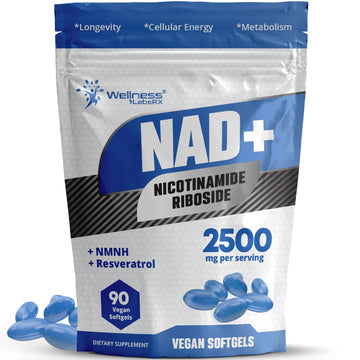 WELLNESS LABSRX NAD+ Supplement - Third-Party Tested NMNH Supplement Softgels, NAD Resveratrol 2500mg NAD Supplements for Anti-Aging, Longevity, and Cellular Health Support - Made in USA WELLNESS LABSRX buy supplements canada