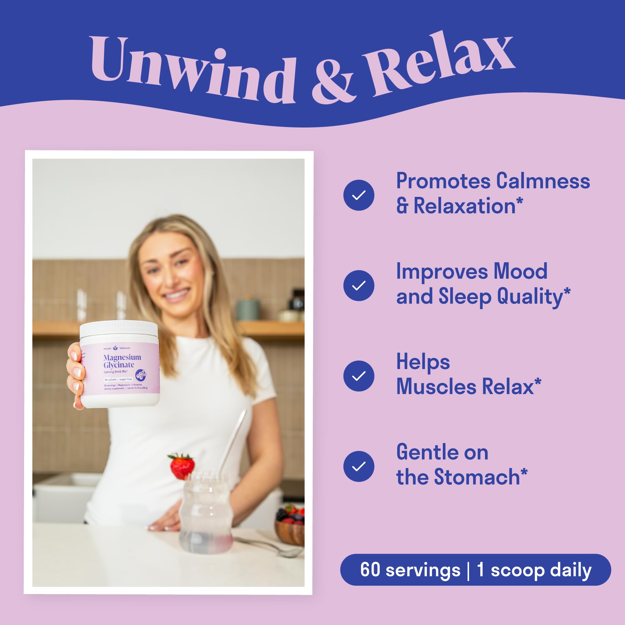 Magnesium Glycinate Powder + L-Theanine | 60 Servings | 300 mg per Scoop High Absorption Chelated Magnesium Powder for Sleep - Natural Mixed Berry Flavor, No Sugar, Support Restful Sleep & Relaxation Nuven Naturals buy supplements canada