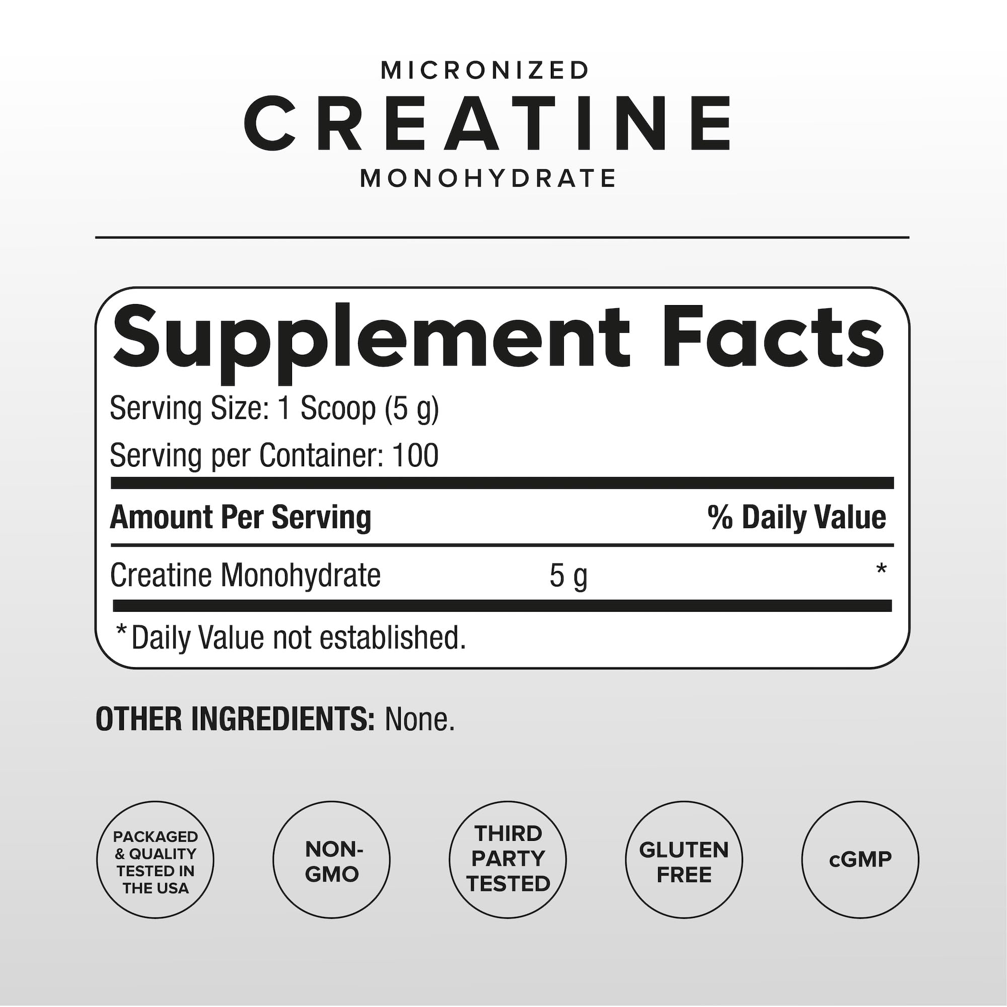 Puregen Labs Micronized Creatine Monohydrate Powder 500g – Pure, Unflavored, No Additives | 5000mg Per Serv (5g) - 100 Servings | Third Party Tested for Quality P Puregen Labs buy supplements canada