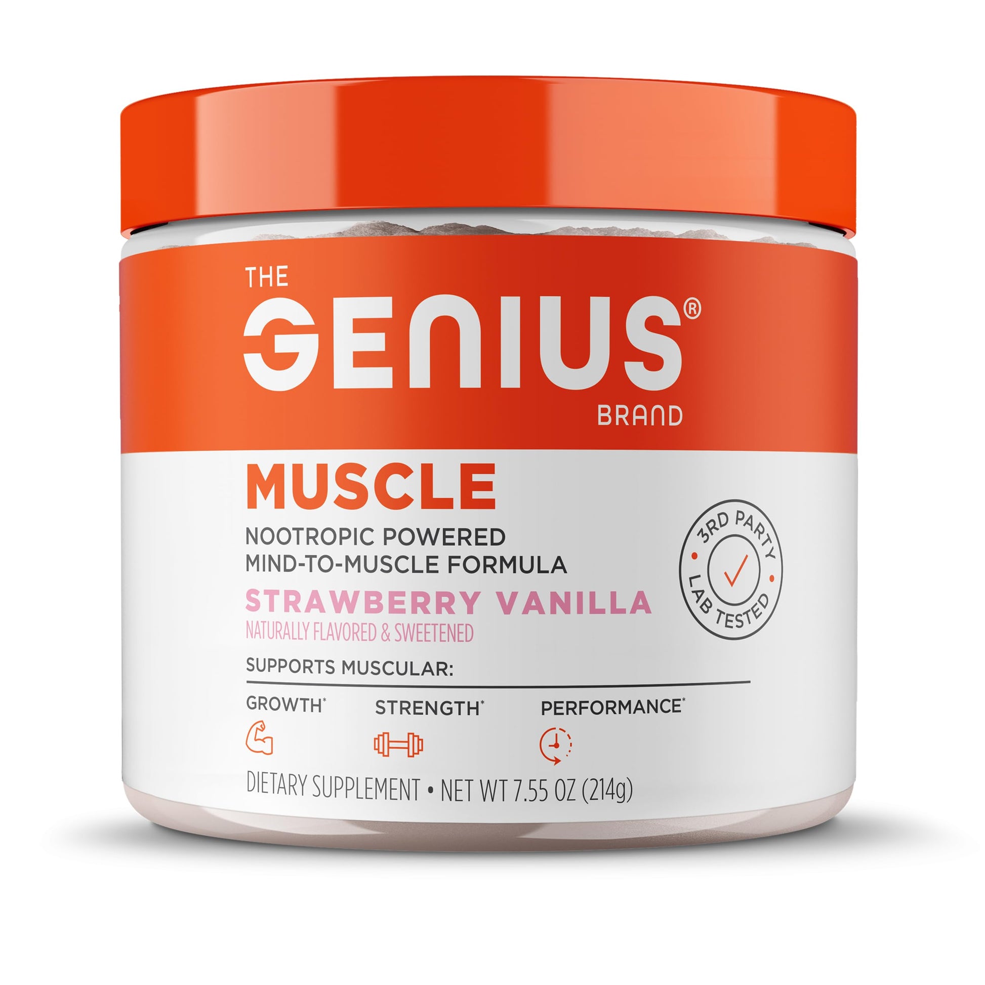 The Genius Brand Genius Muscle - Muscle Health Supplement for Growth, Endurance & Recovery - Non-Hormonal Formula - 6 Organic Mushrooms - Naturally-Sweetened - 30 Servings - Strawberry Vanilla The Genius Brand buy supplements canada