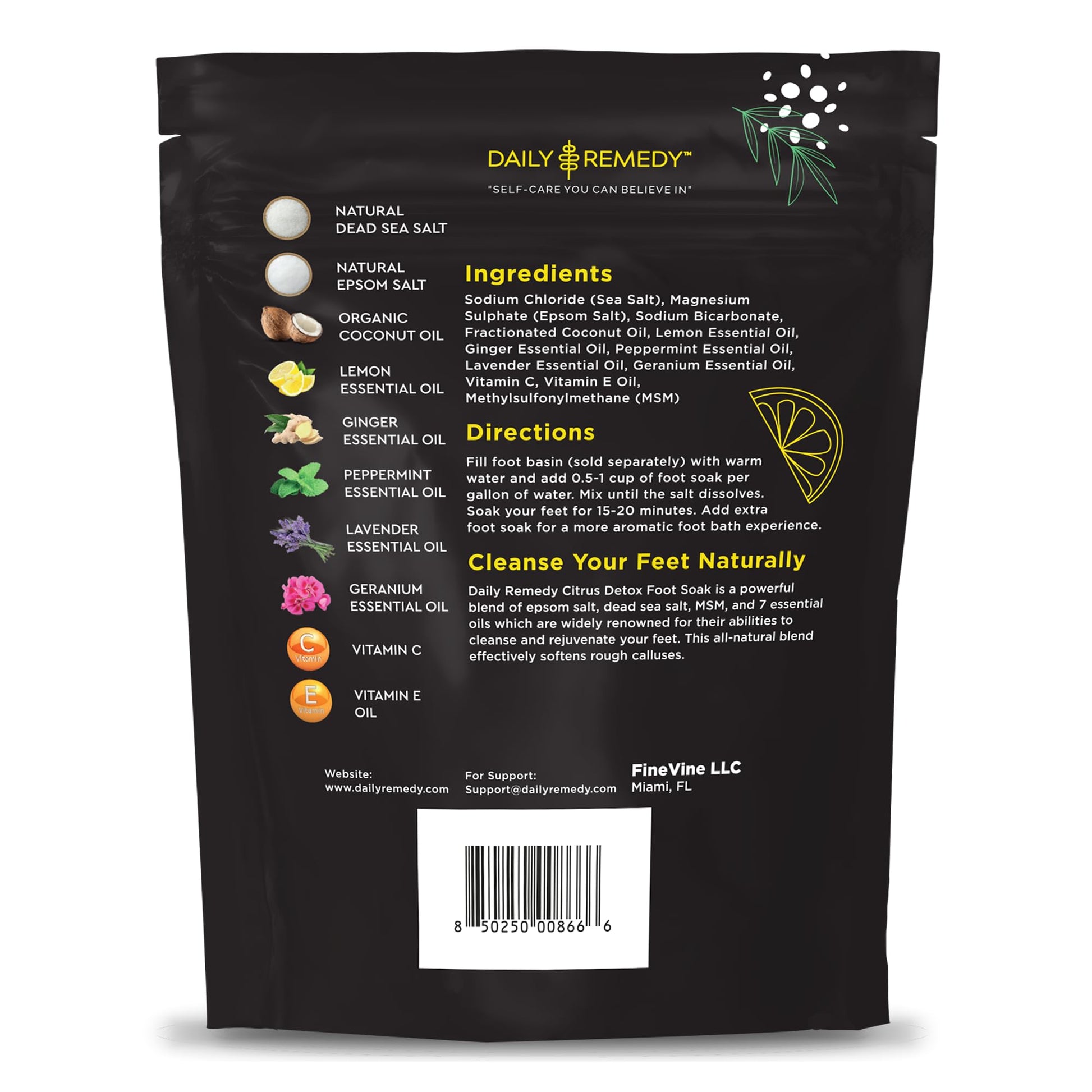 Citrus Detox Foot Soak with Epsom Salt - for Foot Callus, Immune Boost, Damaged Toenail DAILY REMEDY buy supplements canada