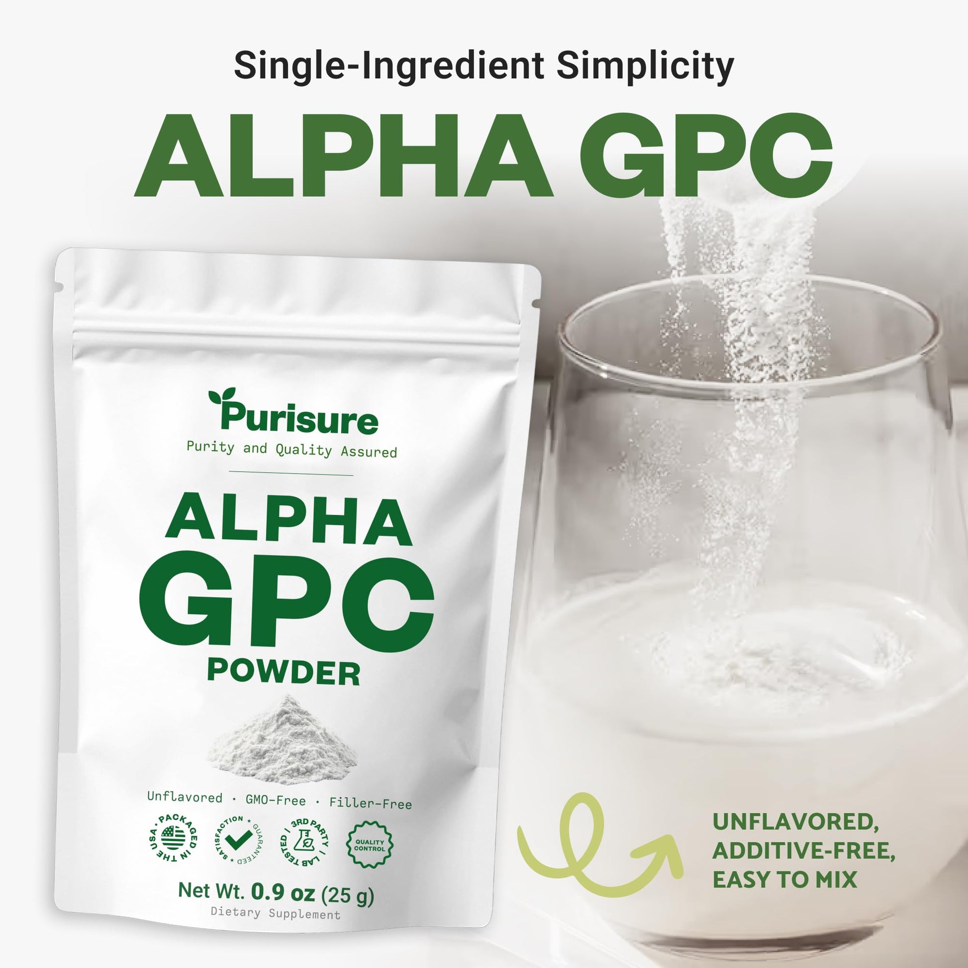 Purisure Alpha GPC Powder, 25 g, Pure Alpha GPC Choline Supplement for Brain and Focus, CDP Choline Supplements for Memory Performance & Concentration, No Fillers, Non-GMO, Offers 41 Servings Purisure buy supplements canada