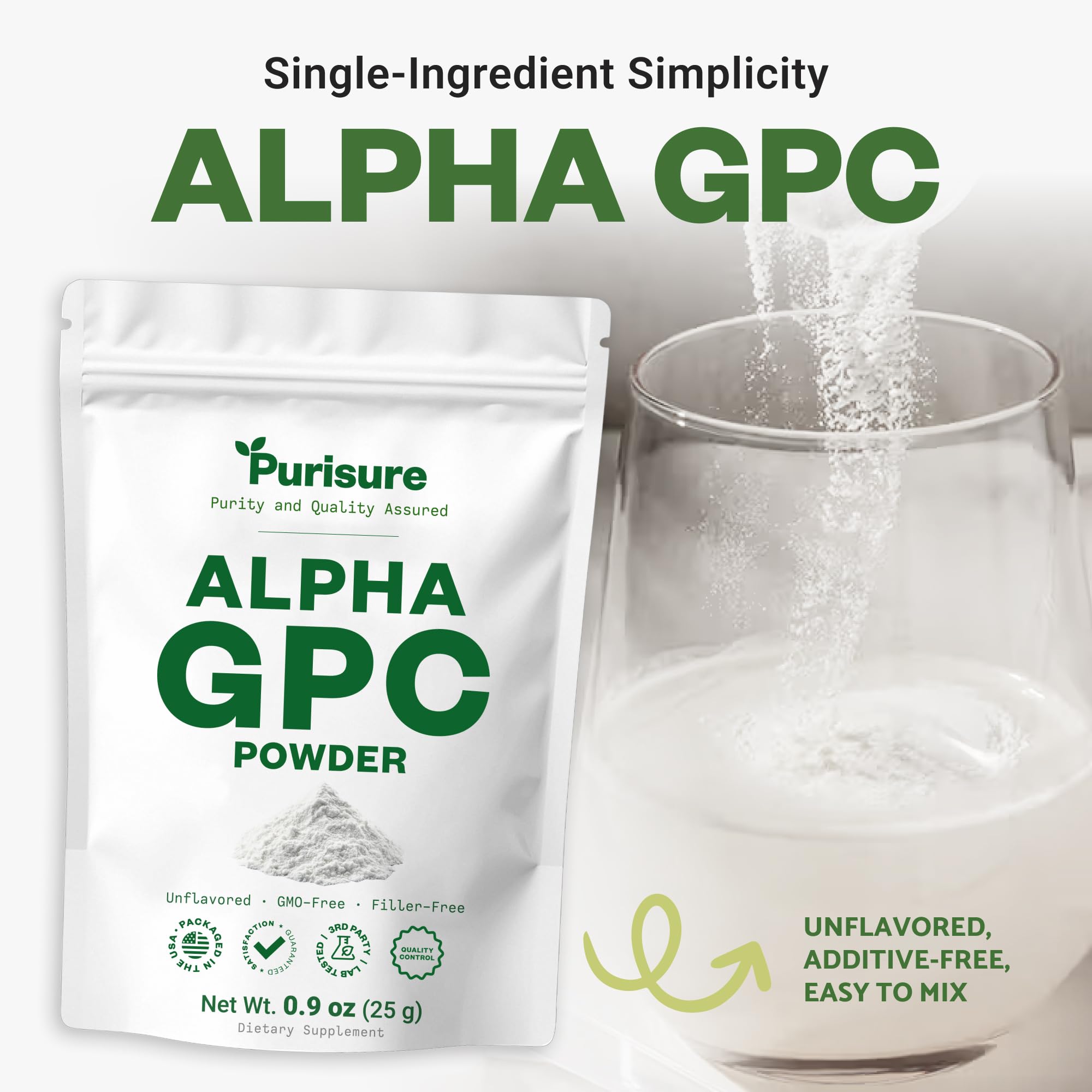 Purisure Alpha GPC Powder, 25 g, Pure Alpha GPC Choline Supplement for Brain and Focus, CDP Choline Supplements for Memory Performance & Concentration, No Fillers, Non-GMO, Offers 41 Servings Purisure buy supplements canada