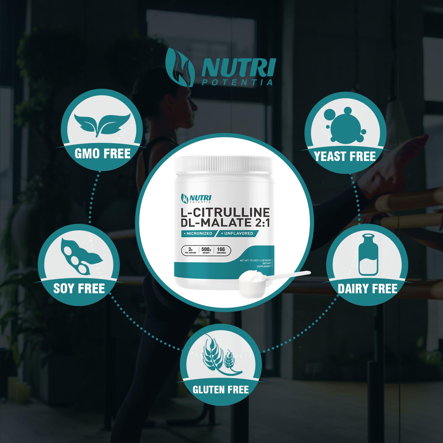 L-Citrulline Dl-Malate 2:1 Powder 500g, Pure L Citrulline Malate Supplement Preworkout NUTRI POTENTIA buy supplements canada