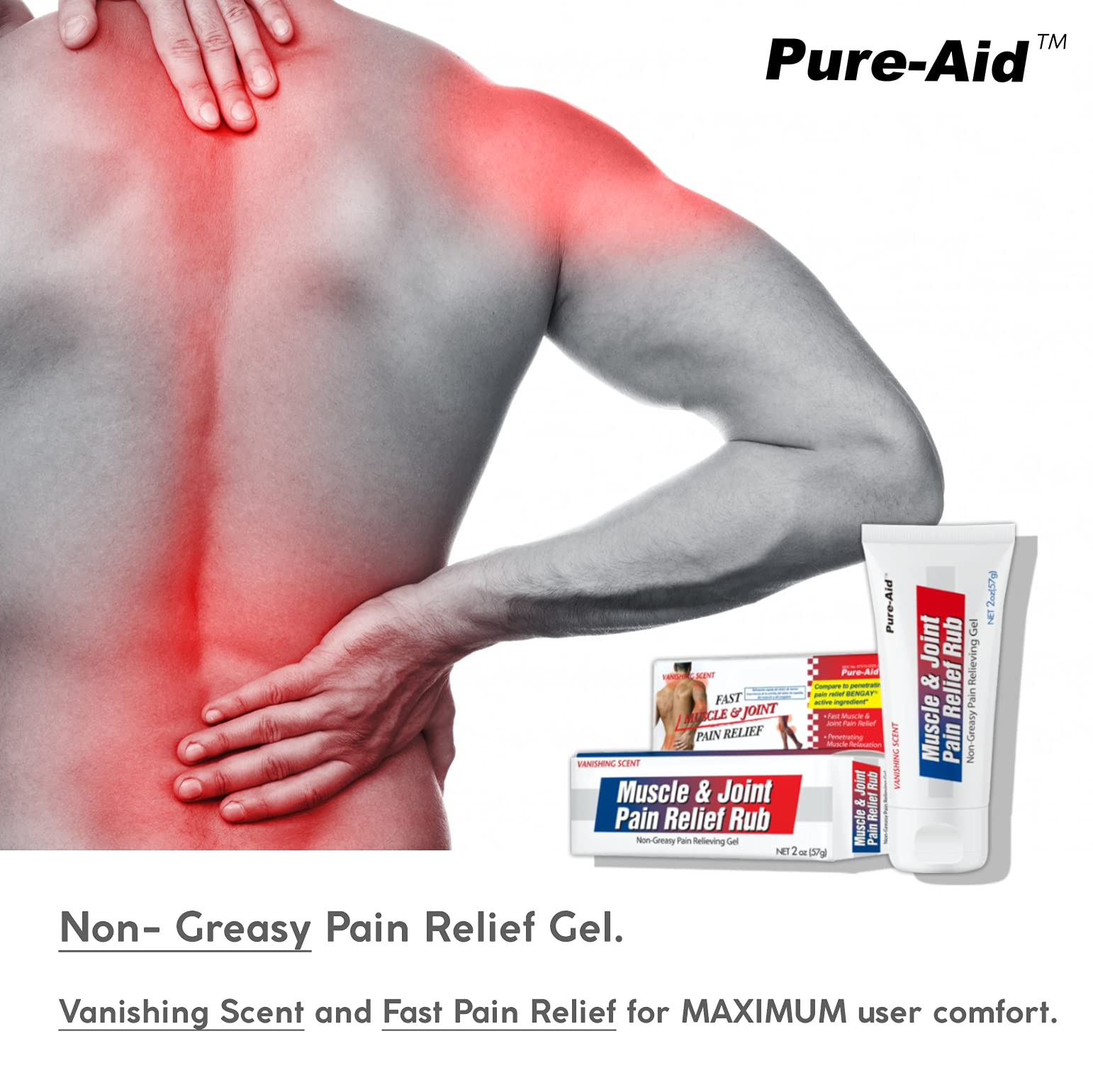 Pure-Aid Muscle & Joint Pain Relief Rub, Fast Relief from Minor Arthritis, Backache, Muscle & Joint Pain Non-Greasy Cream, 2oz (4pk) Pure-Aid buy supplements canada