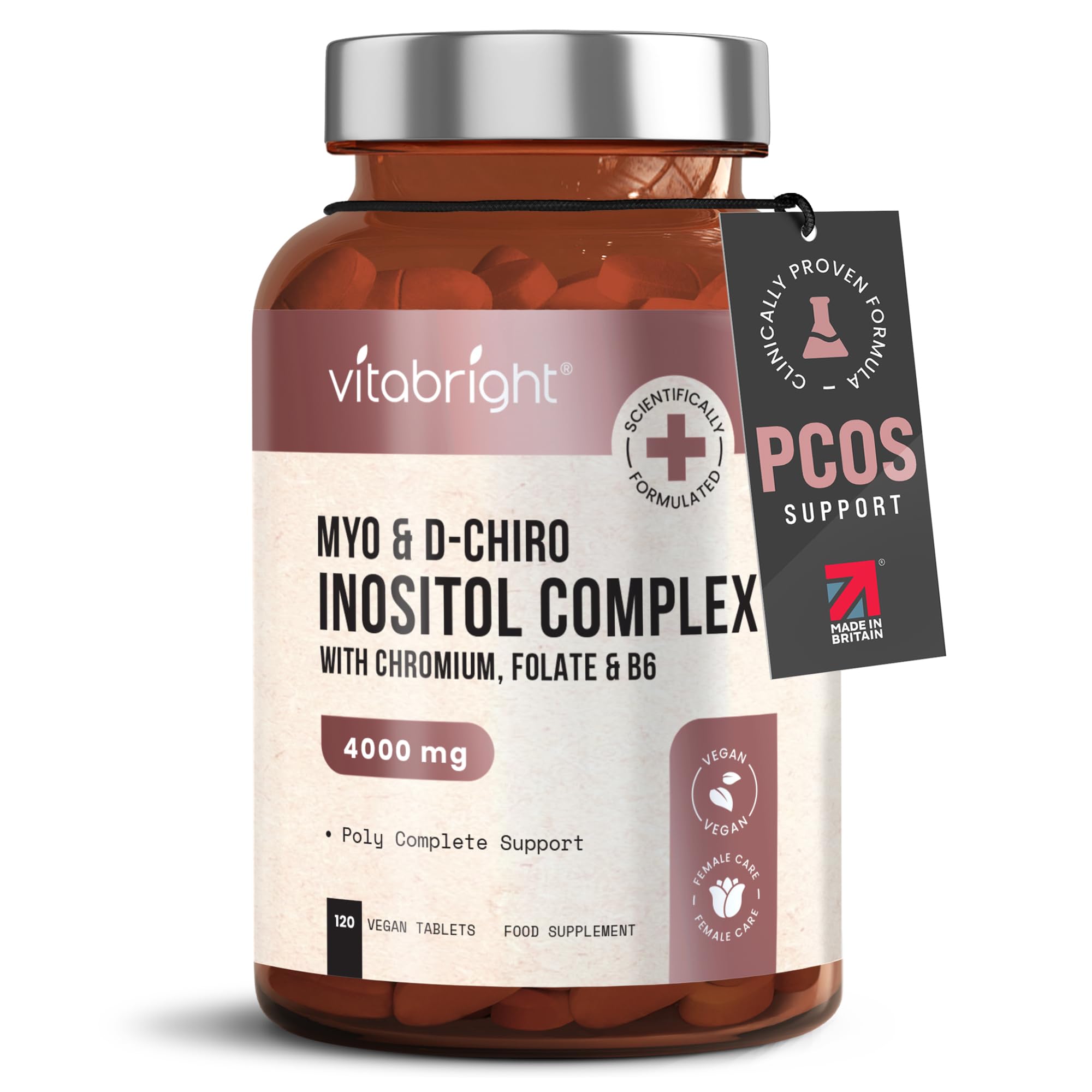 Myo and D-Chiro Inositol Complex - 4000mg per 4 Tablets - 120 Tablets (30 Day Supply) VitaBright buy supplements canada